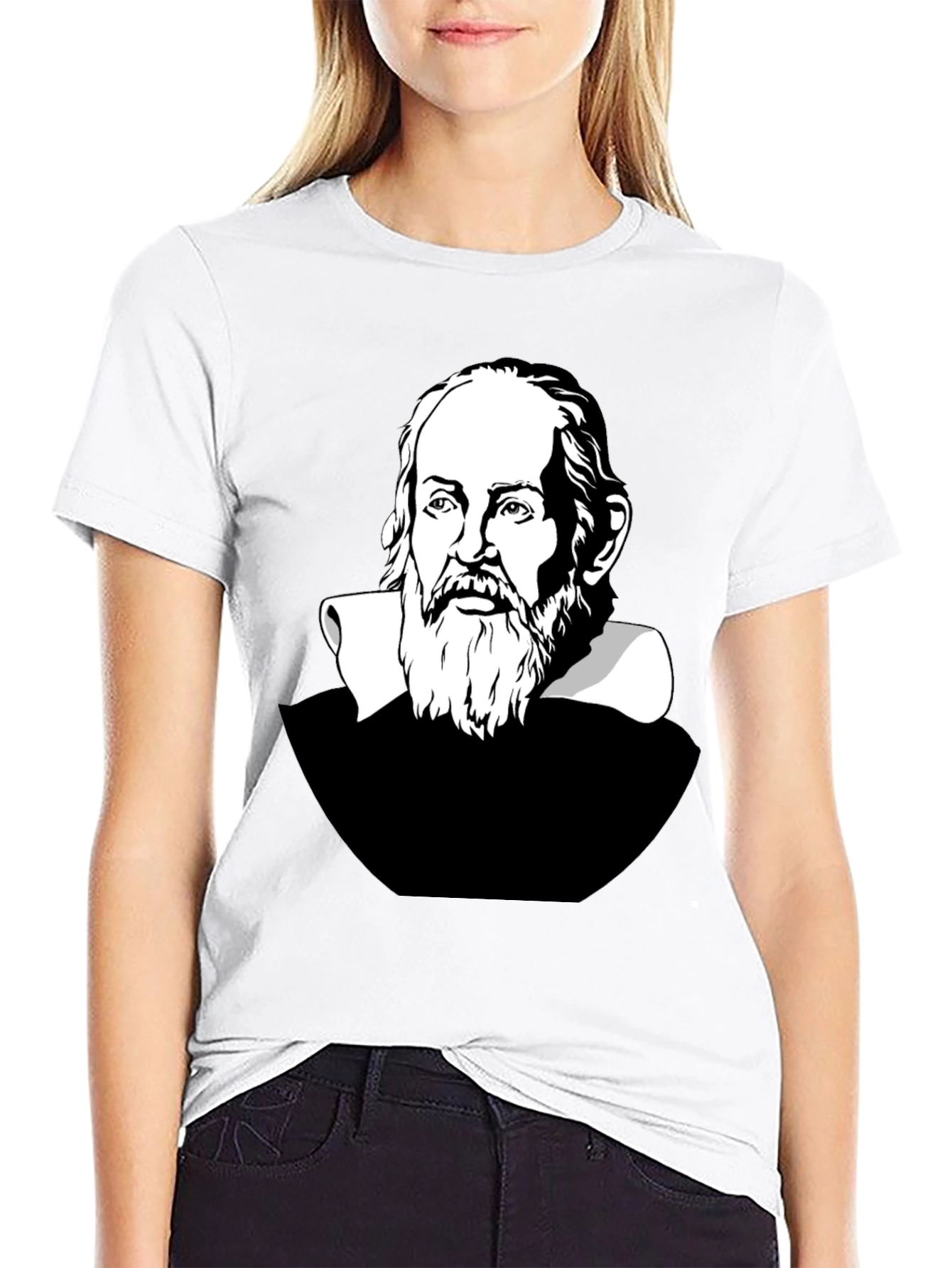 Galileo Galilei Portrait Graphic T-Shirt - Black