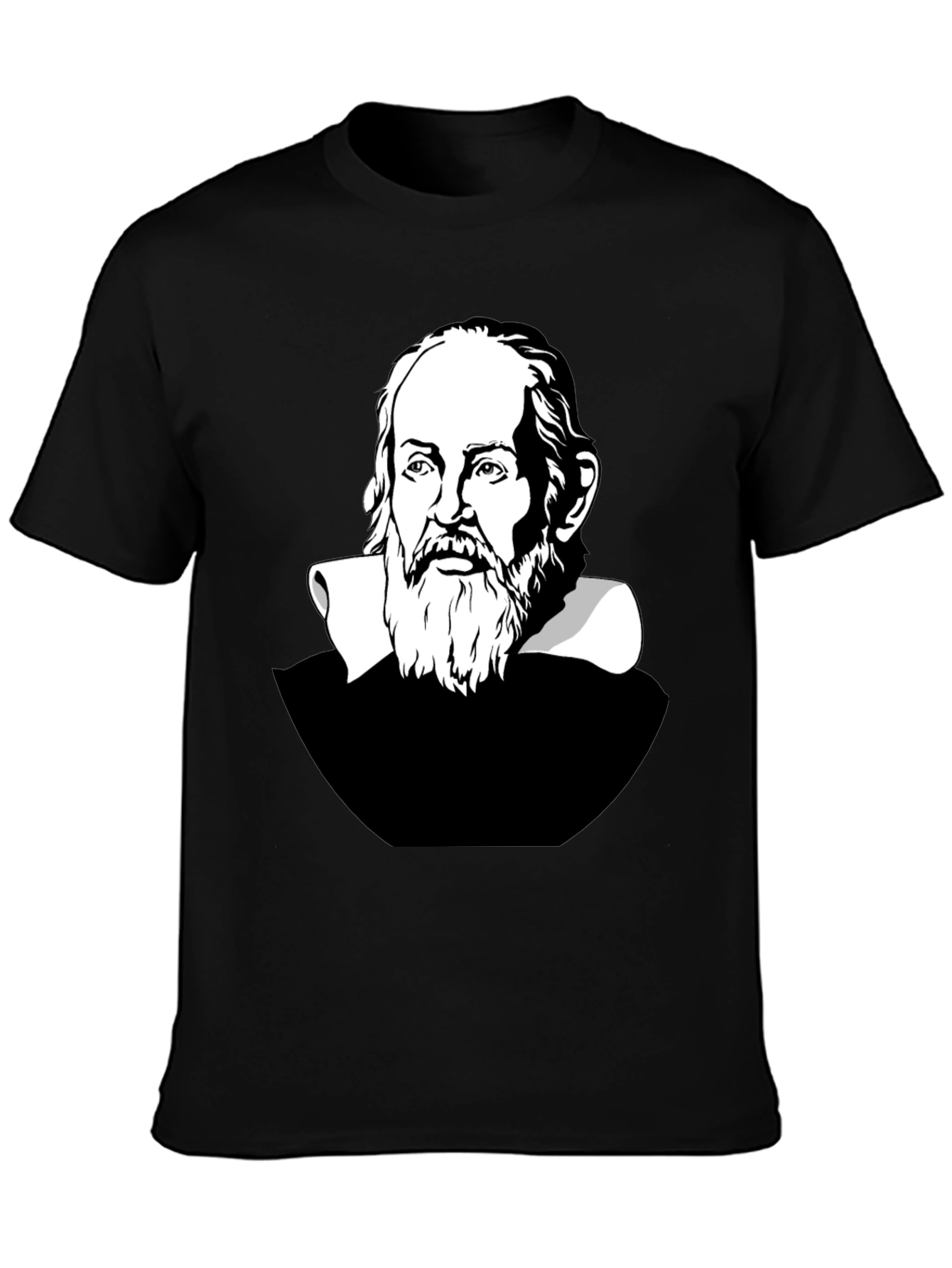 Galileo Galilei Portrait Graphic T-Shirt - Black