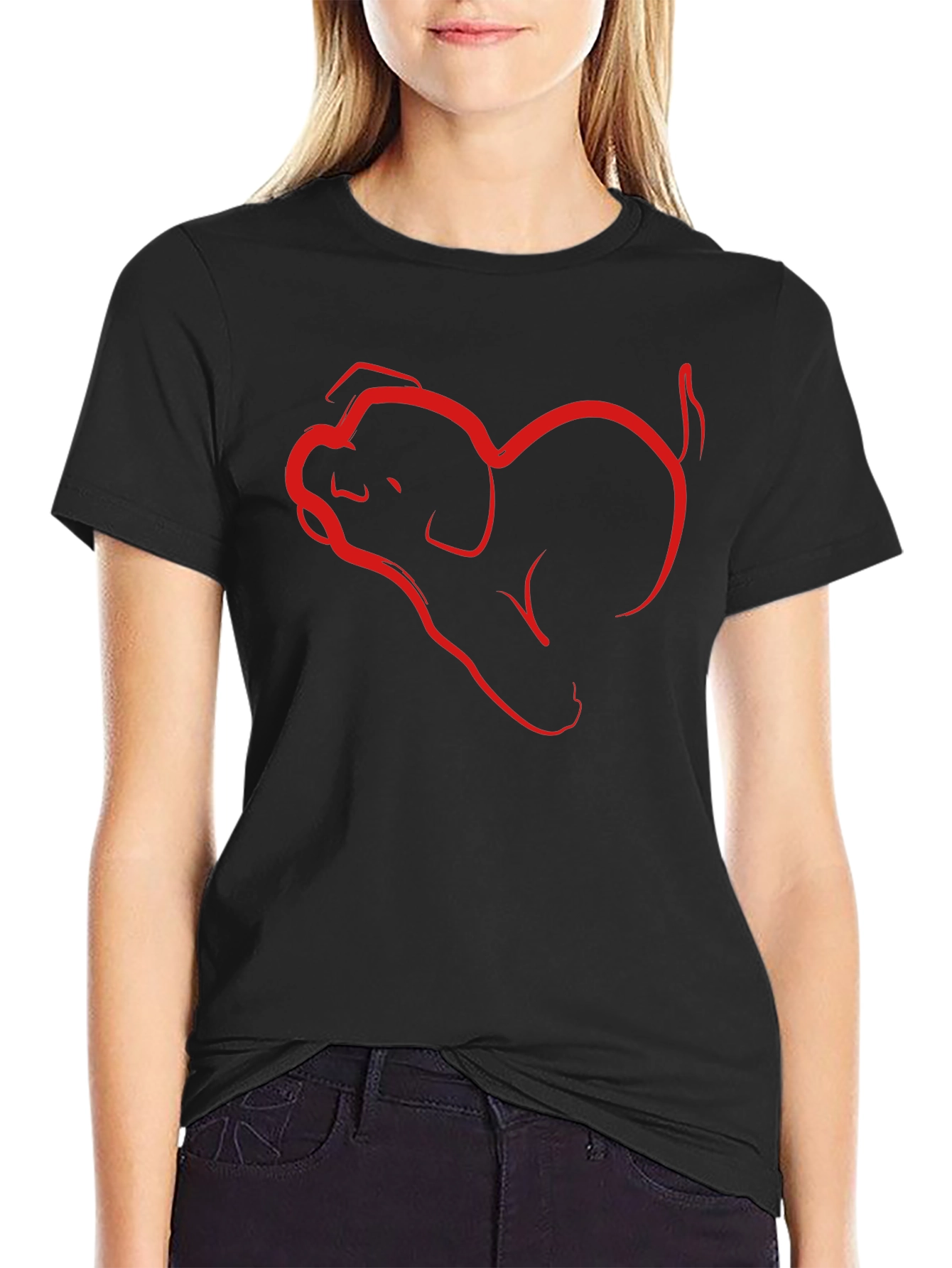 Dog Heart Line Art Graphic T-Shirt