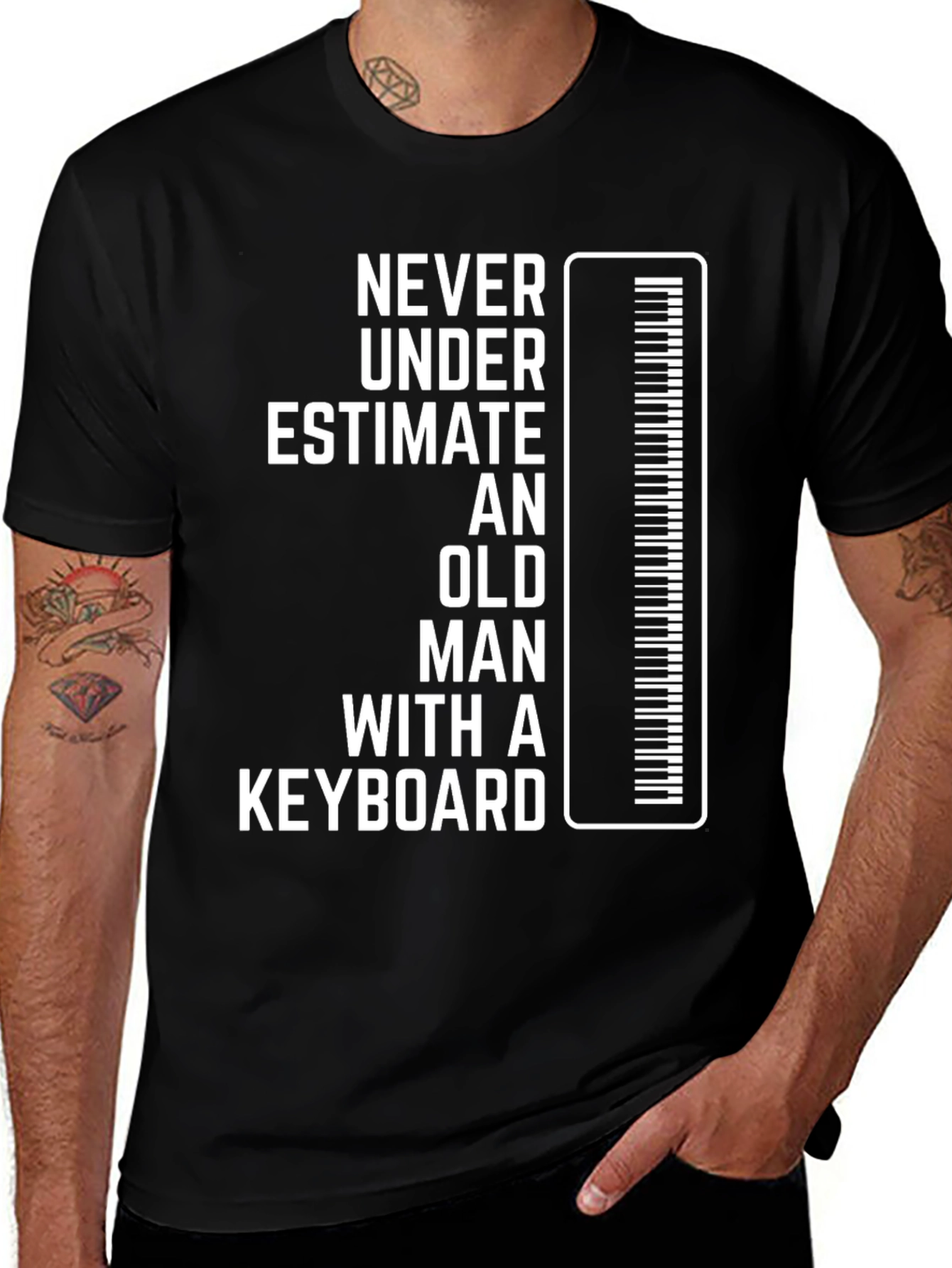 Never Underestimate Keyboard Old Man T-Shirt