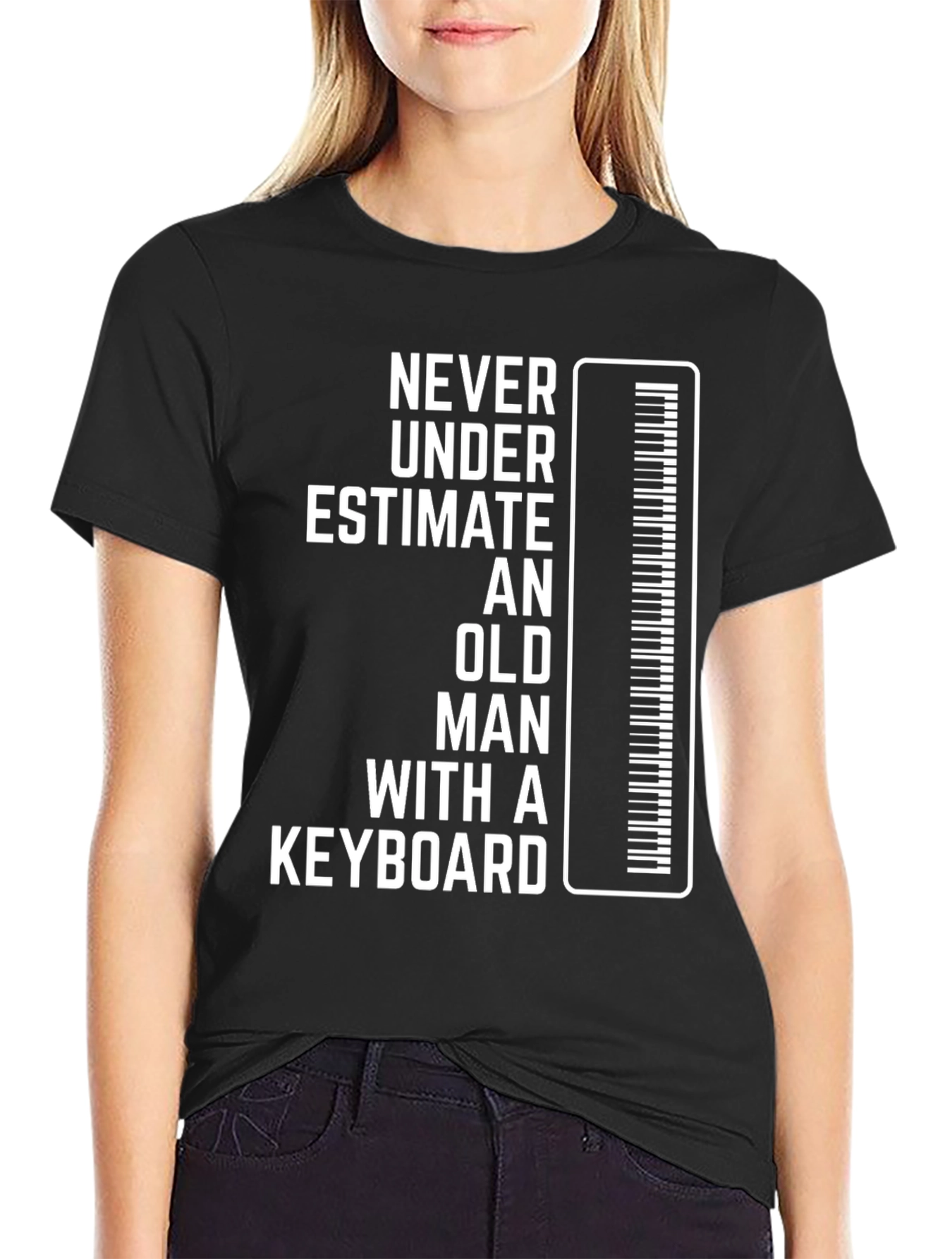 Never Underestimate Keyboard Old Man T-Shirt