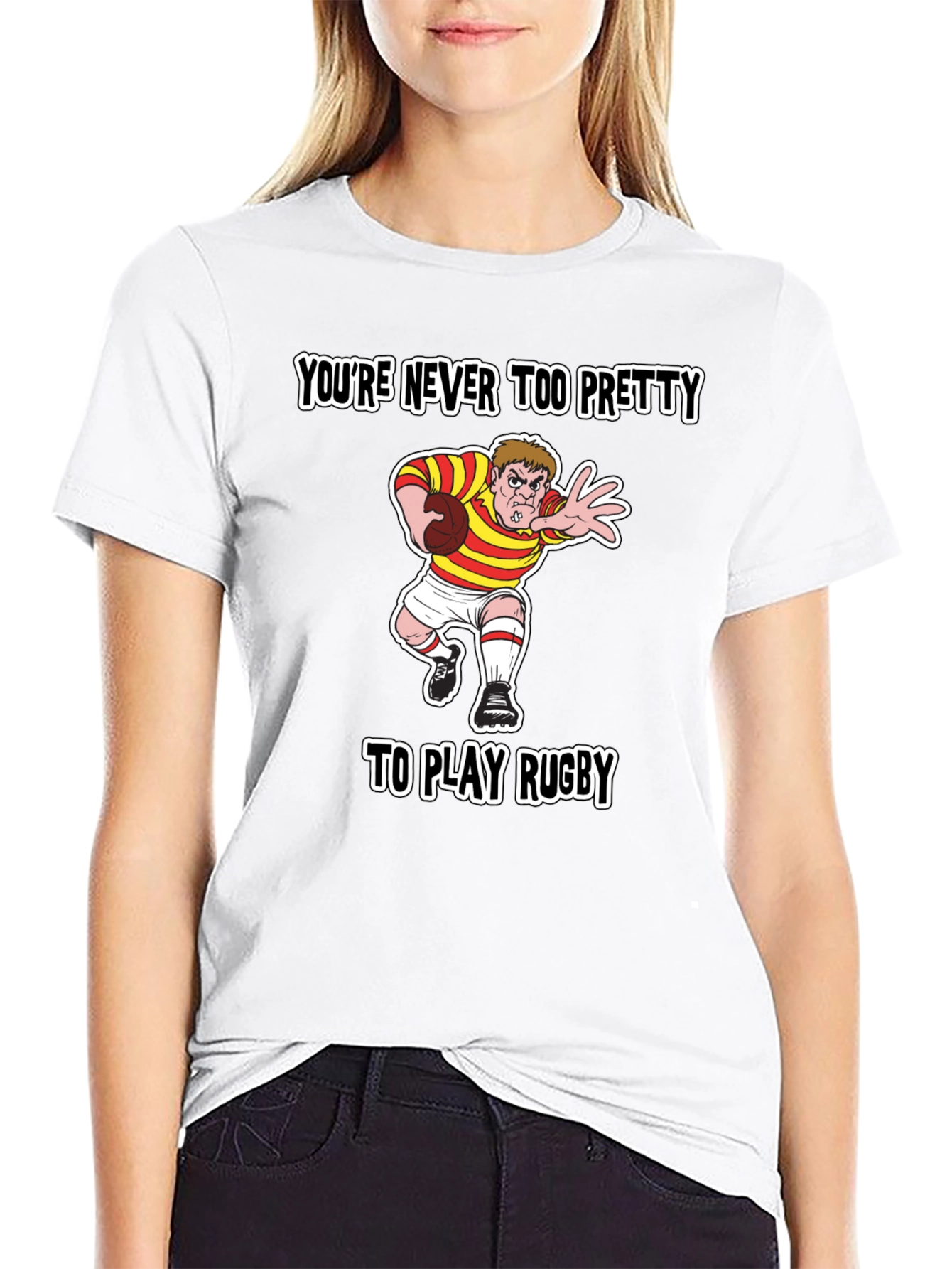 Rugby Cartoon T-Shirt - Never Too Pretty
