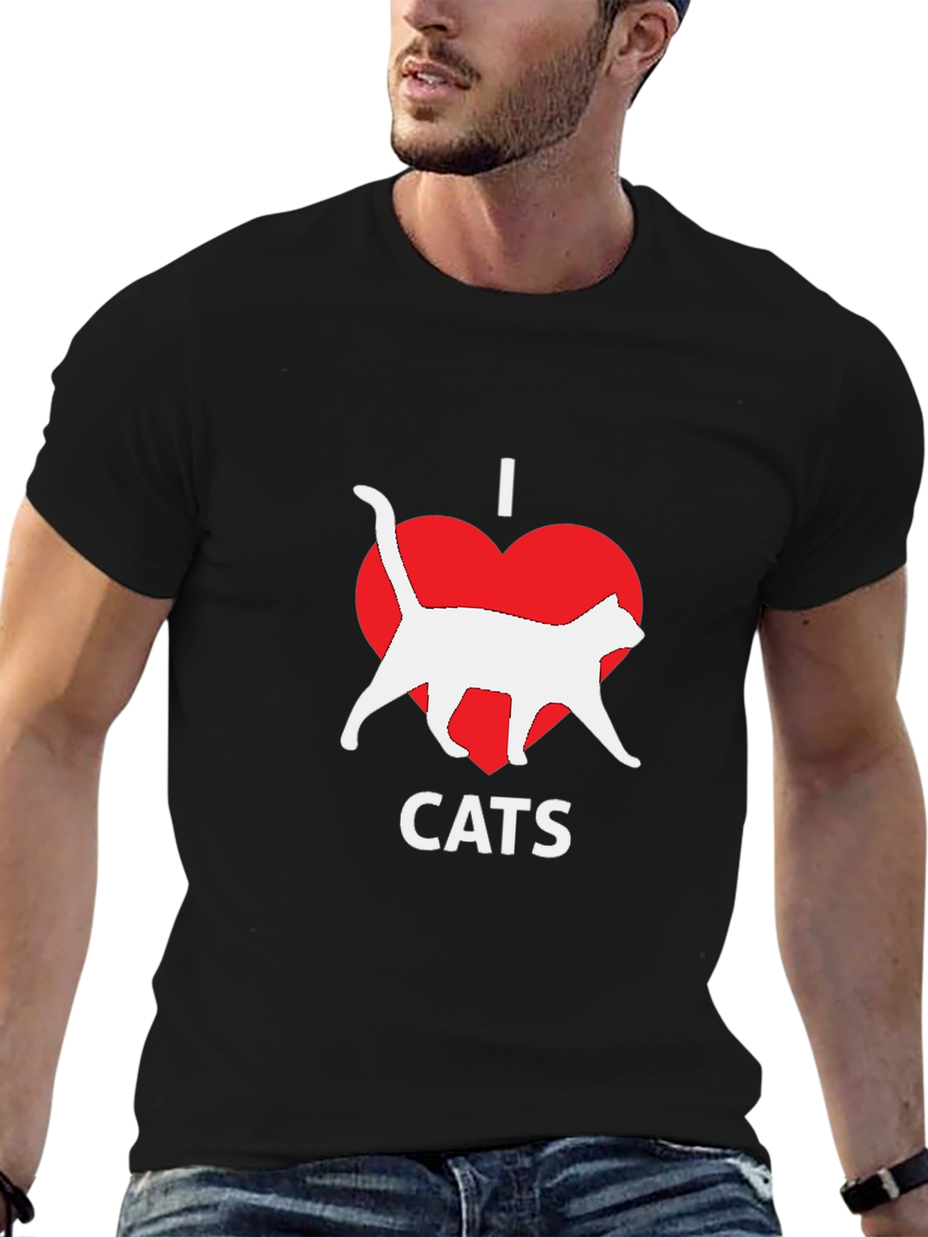 I Love Cats T-Shirt - Black Cotton Tee