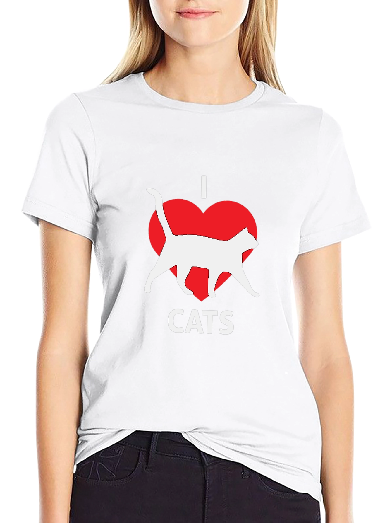 I Love Cats T-Shirt - Black Cotton Tee