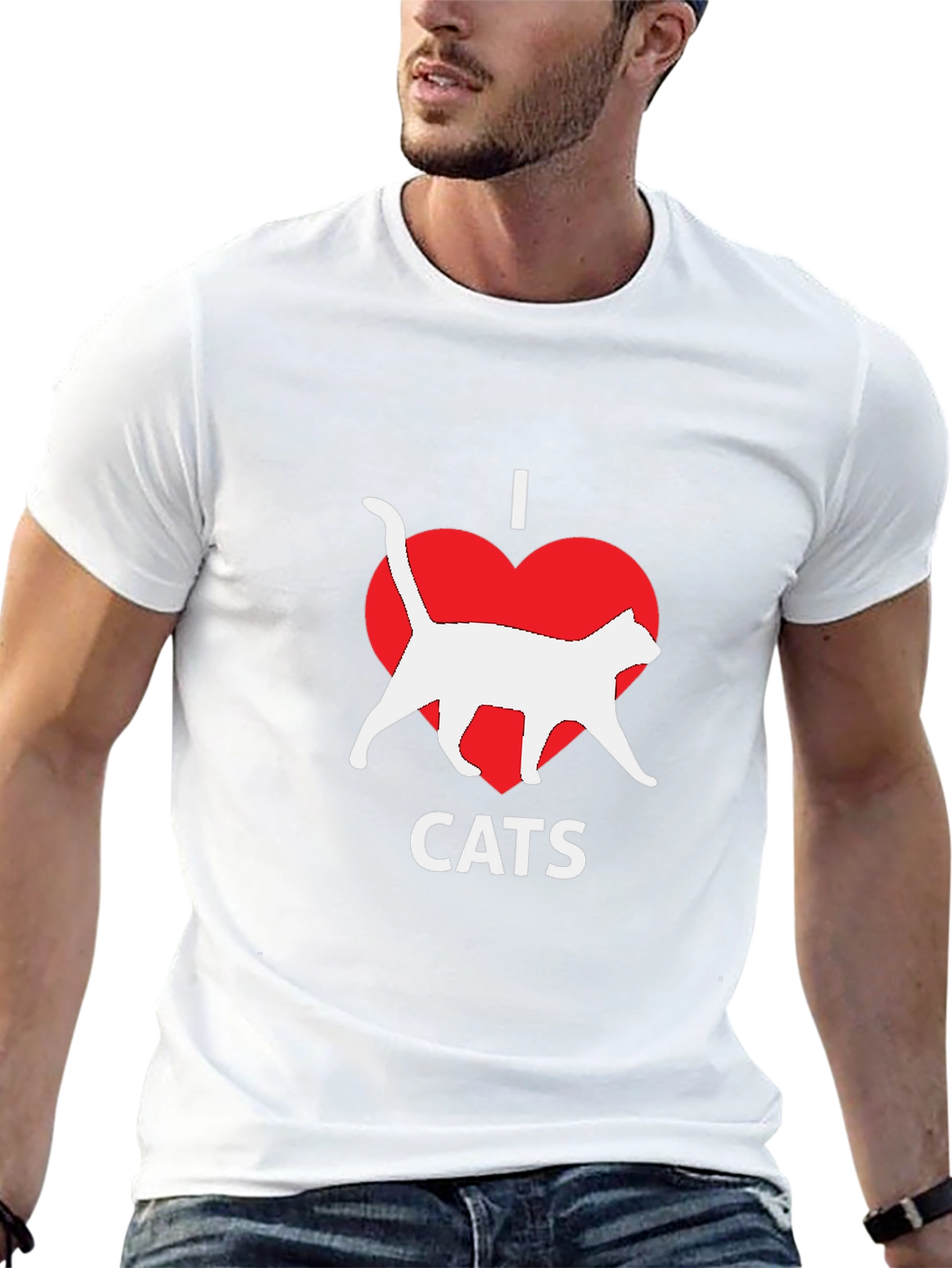 I Love Cats T-Shirt - Black Cotton Tee
