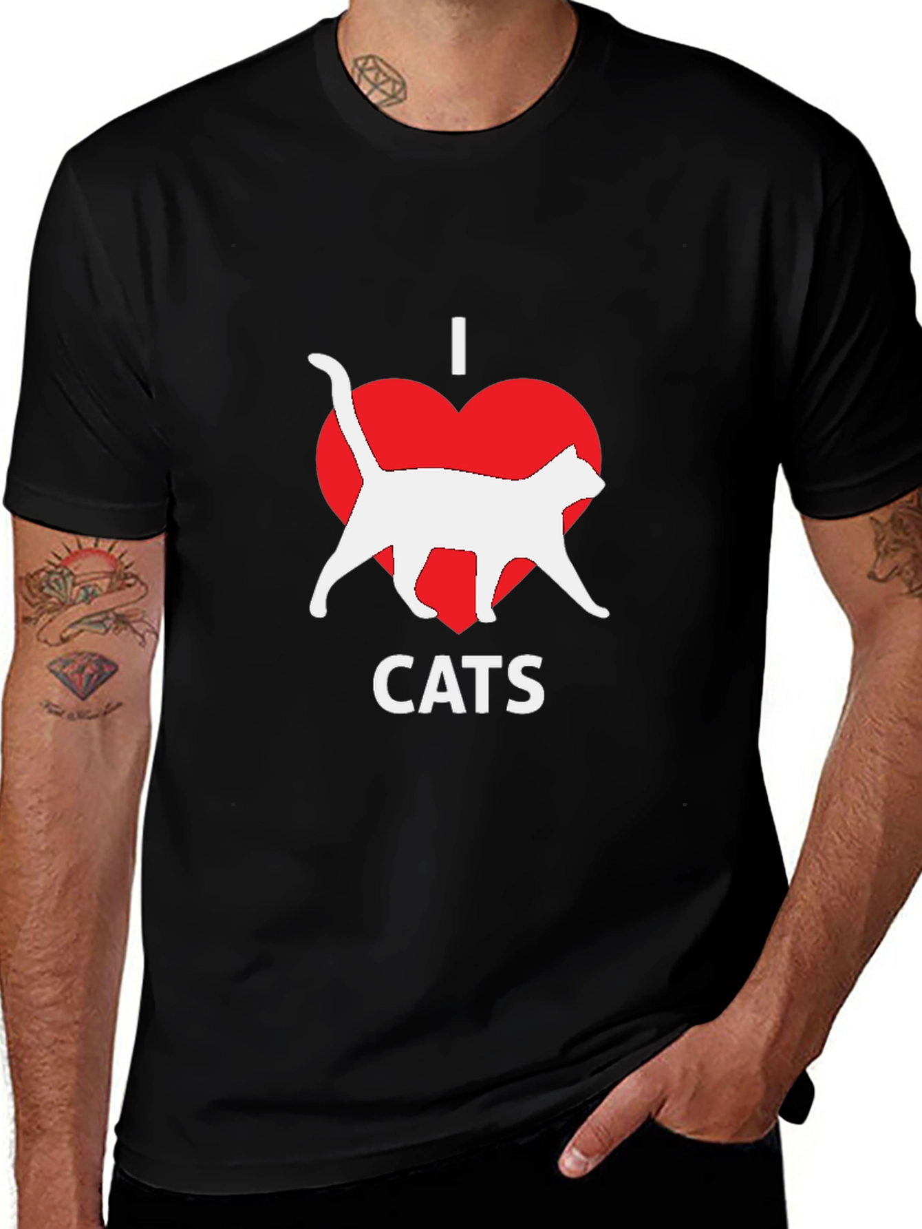 I Love Cats T-Shirt - Black Cotton Tee