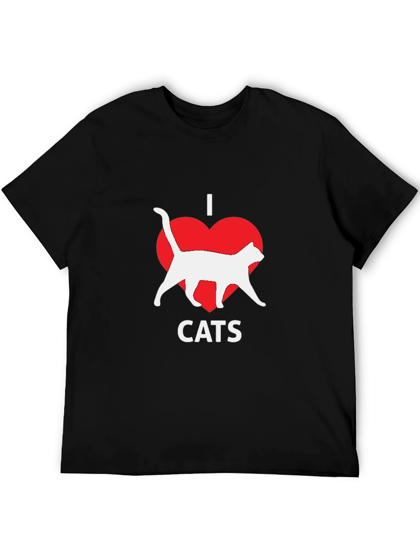 I Love Cats T-Shirt - Black Cotton Tee