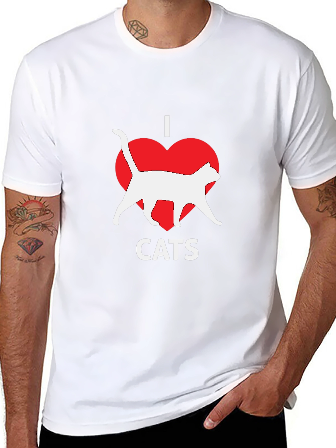 I Love Cats T-Shirt - Black Cotton Tee