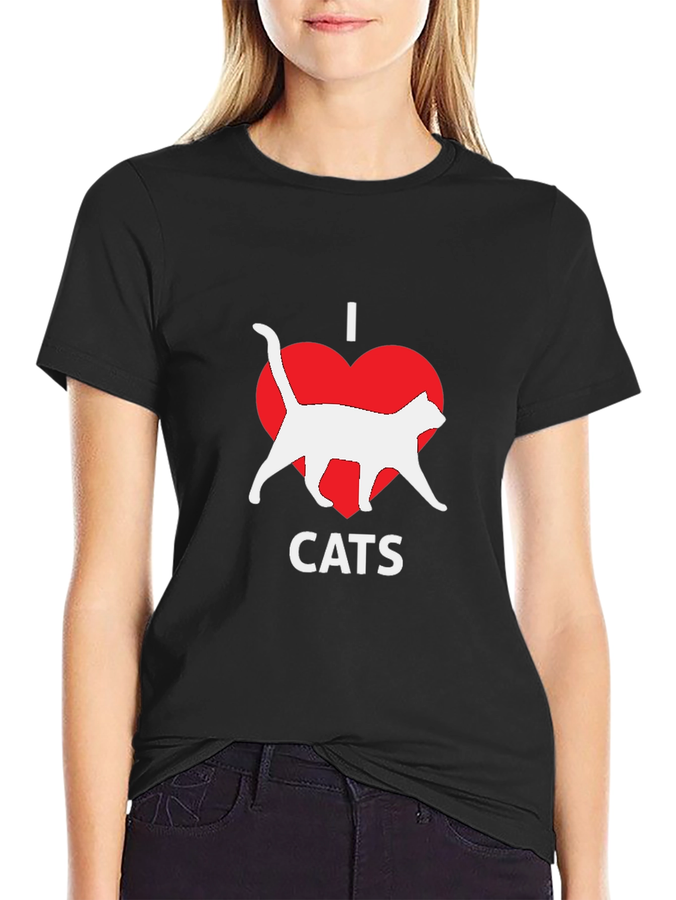 I Love Cats T-Shirt - Black Cotton Tee