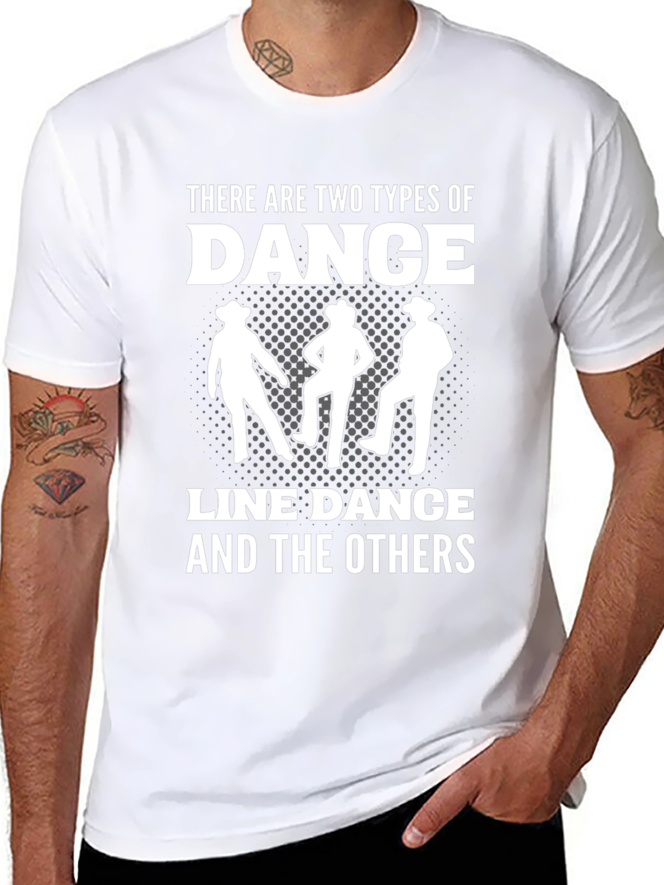 Line Dance Graphic Tee - Cowboy Dancing Shirt