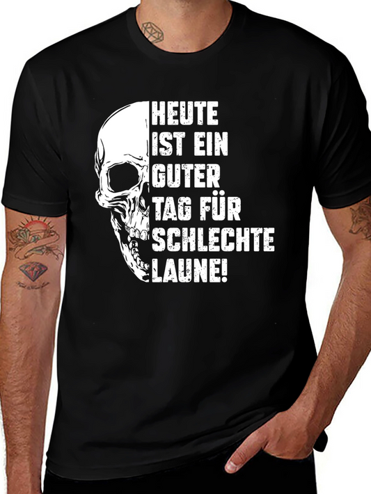 Humorous Skull Graphic T-Shirt - Bad Mood Day