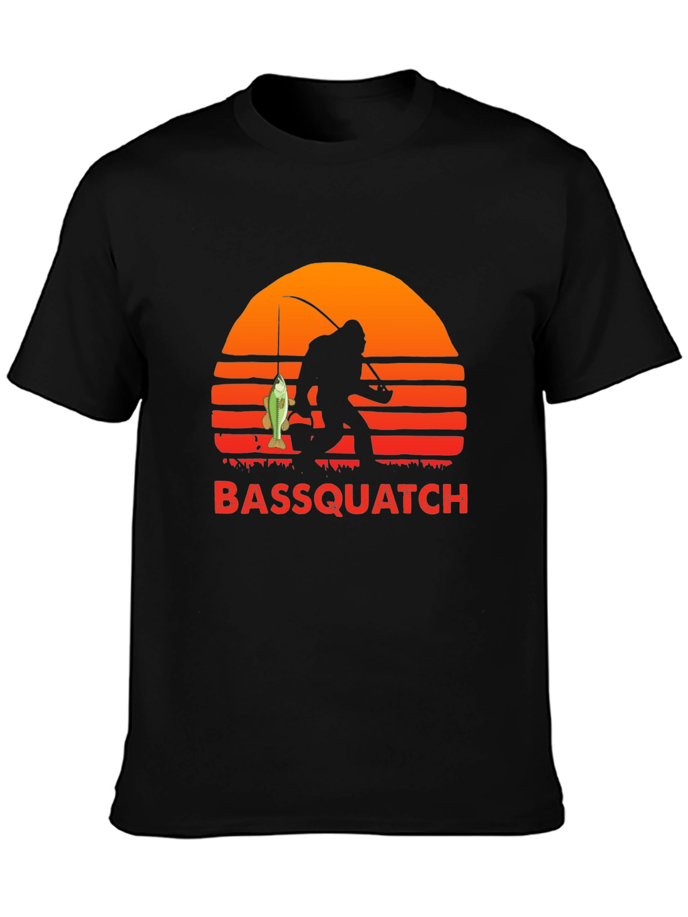 Bassquatch Graphic T-Shirt - Fishing Bigfoot Tee