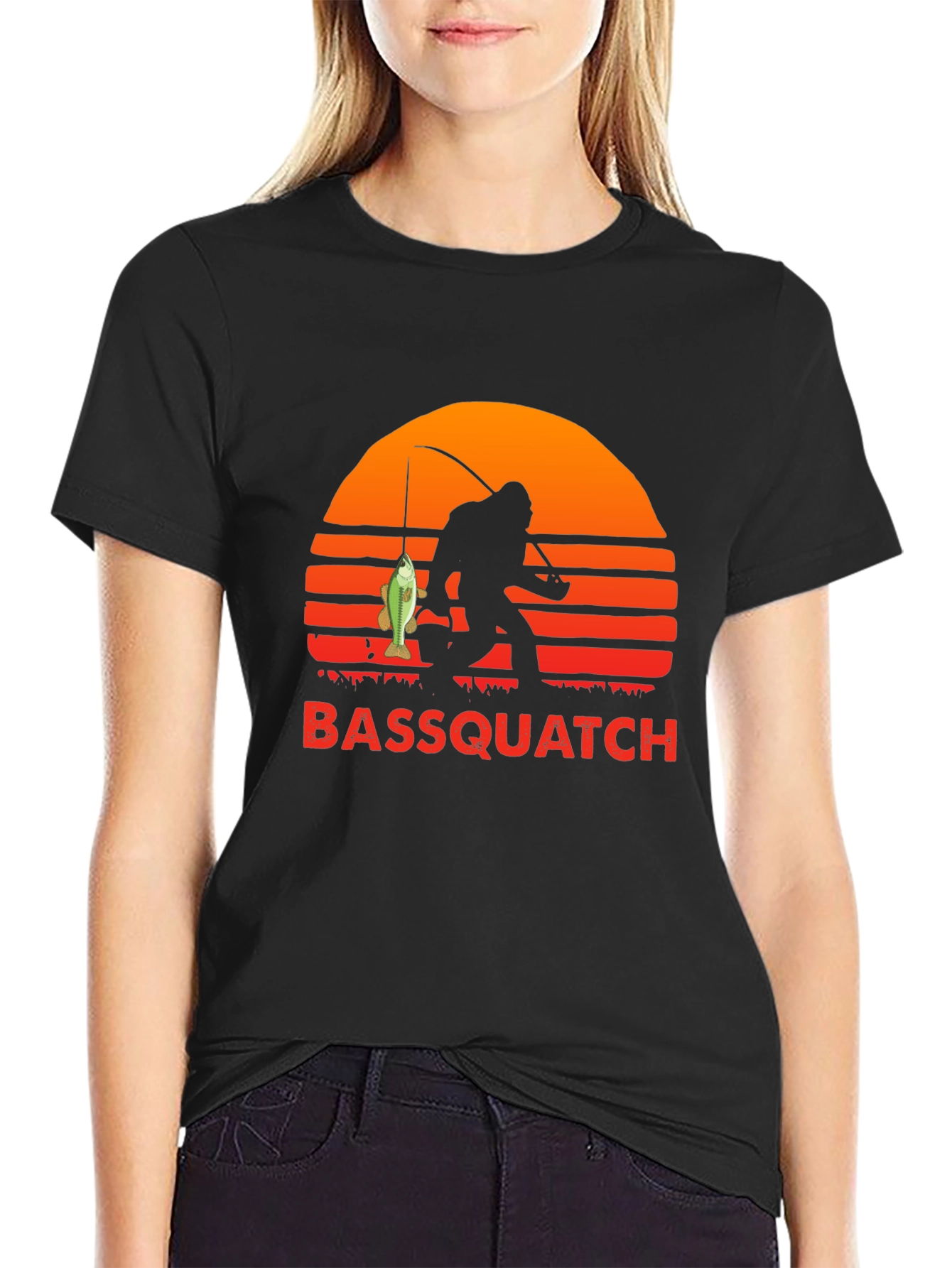 Bassquatch Graphic T-Shirt - Fishing Bigfoot Tee