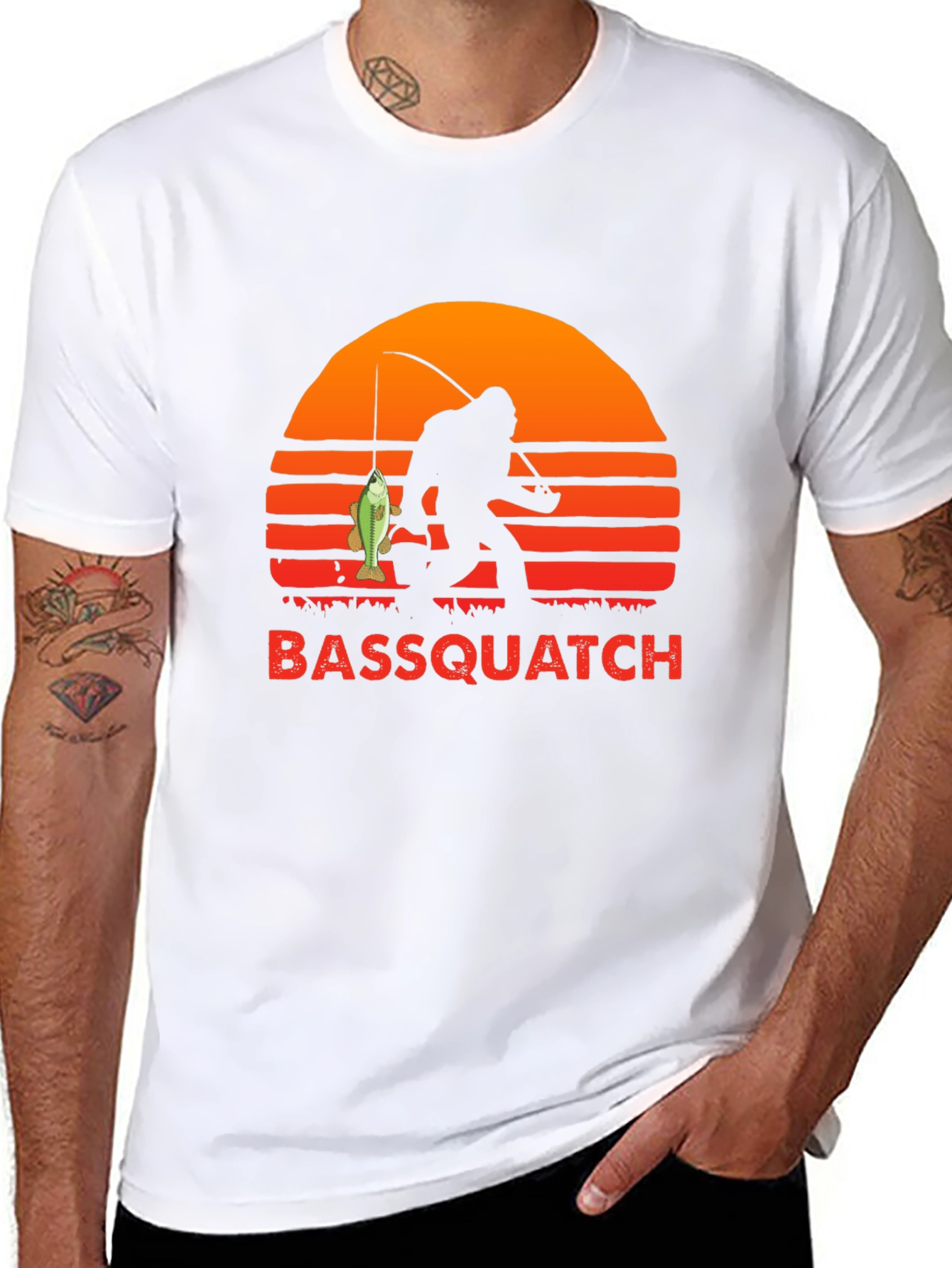 Bassquatch Graphic T-Shirt - Fishing Bigfoot Tee