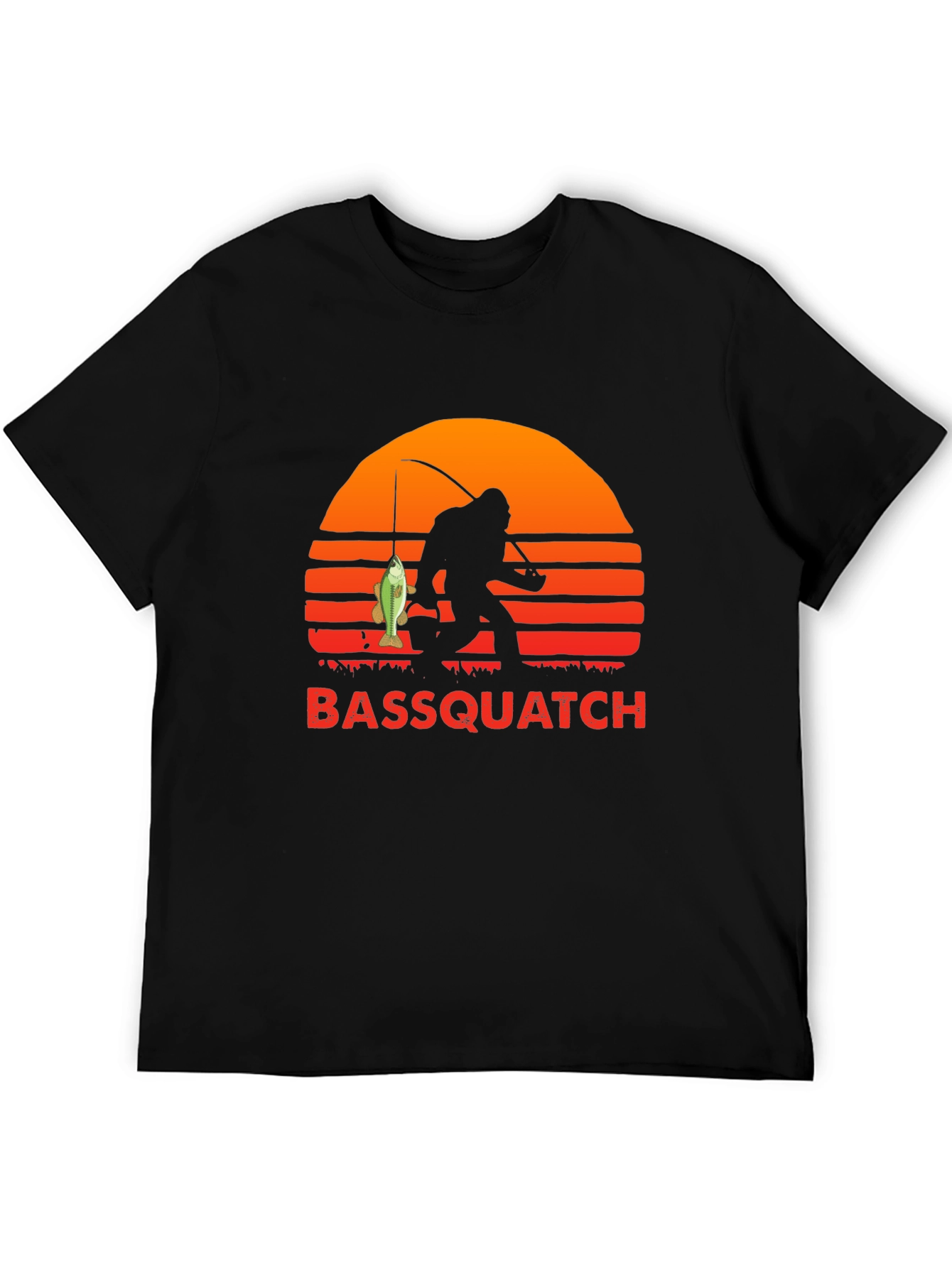 Bassquatch Graphic T-Shirt - Fishing Bigfoot Tee