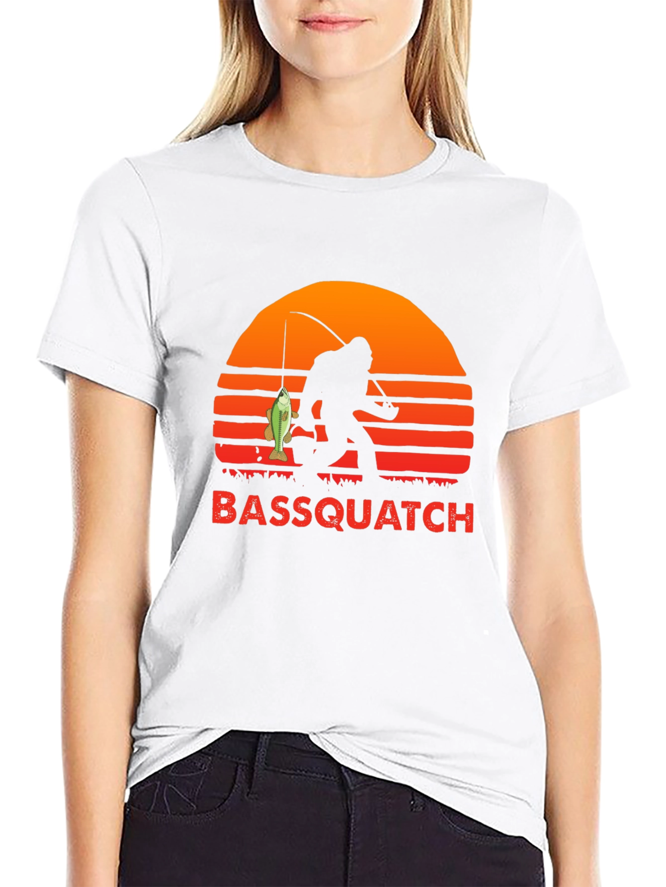 Bassquatch Graphic T-Shirt - Fishing Bigfoot Tee