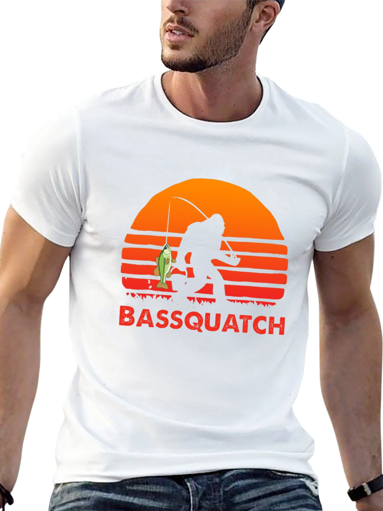 Bassquatch Graphic T-Shirt - Fishing Bigfoot Tee