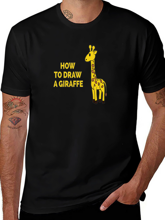 How To Draw a Giraffe Mens Black T-Shirt