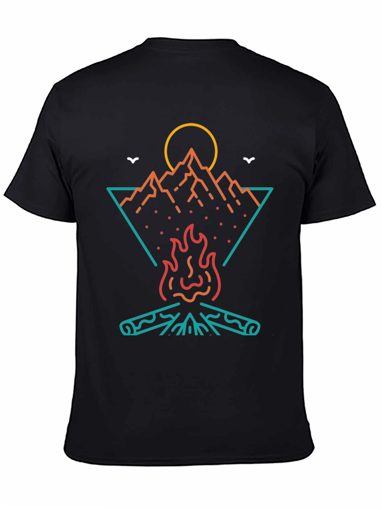 Campfire Mountain Graphic Tee - Black Cotton T-Shirt