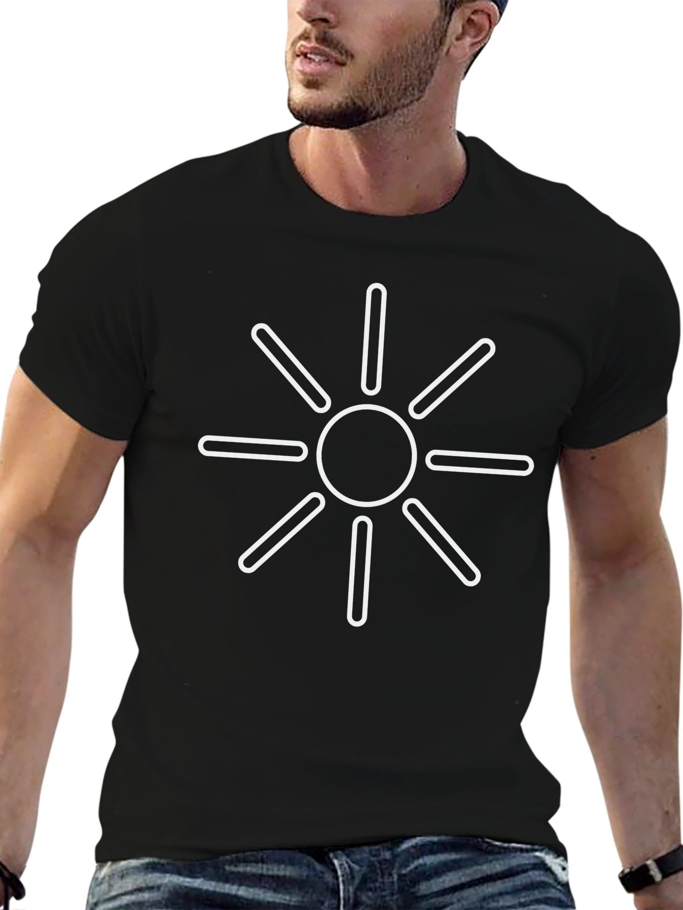 Sunburst Graphic Tee - Stylish Black Cotton T-Shirt