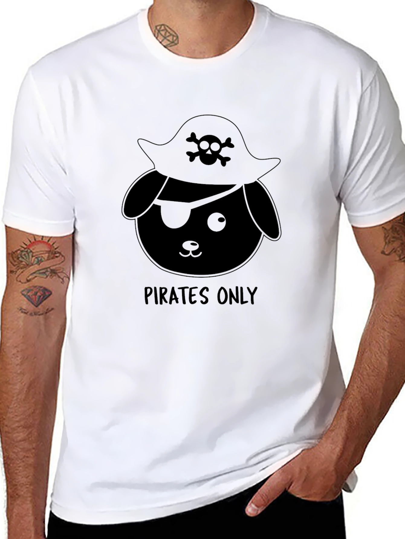 Pirate Dog Graphic T-Shirt - Black