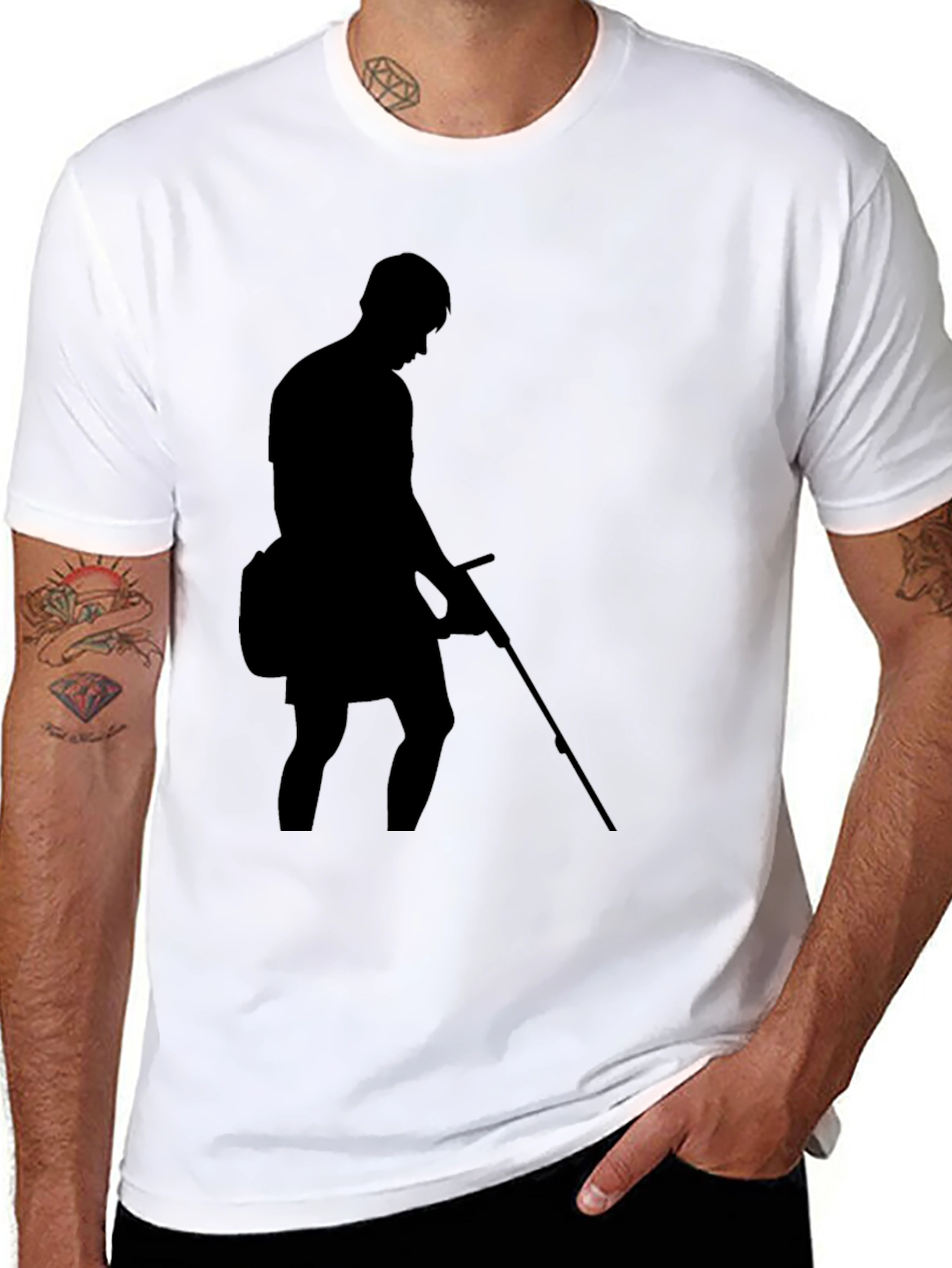 Black T-Shirt with Silhouette Design