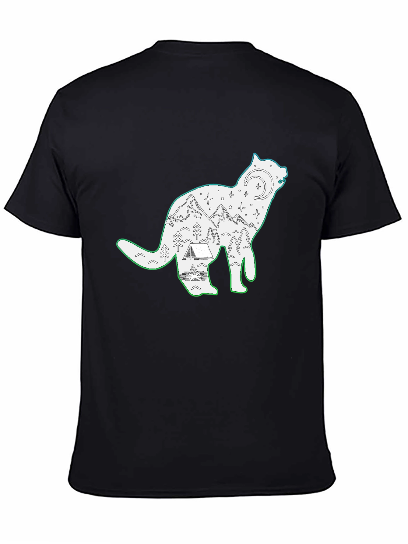 Wolf Scene Graphic Black T-Shirt