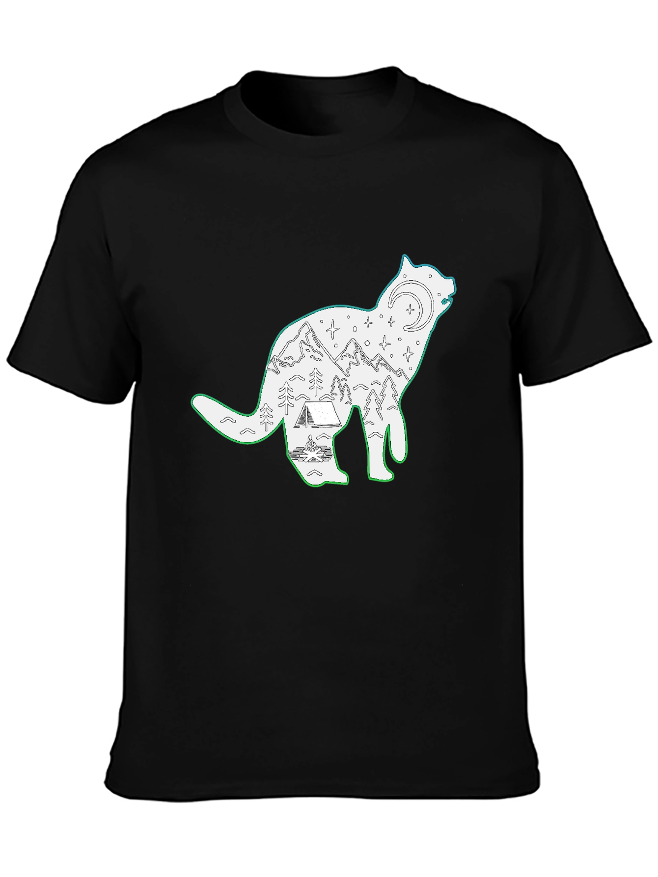 Wolf Scene Graphic Black T-Shirt
