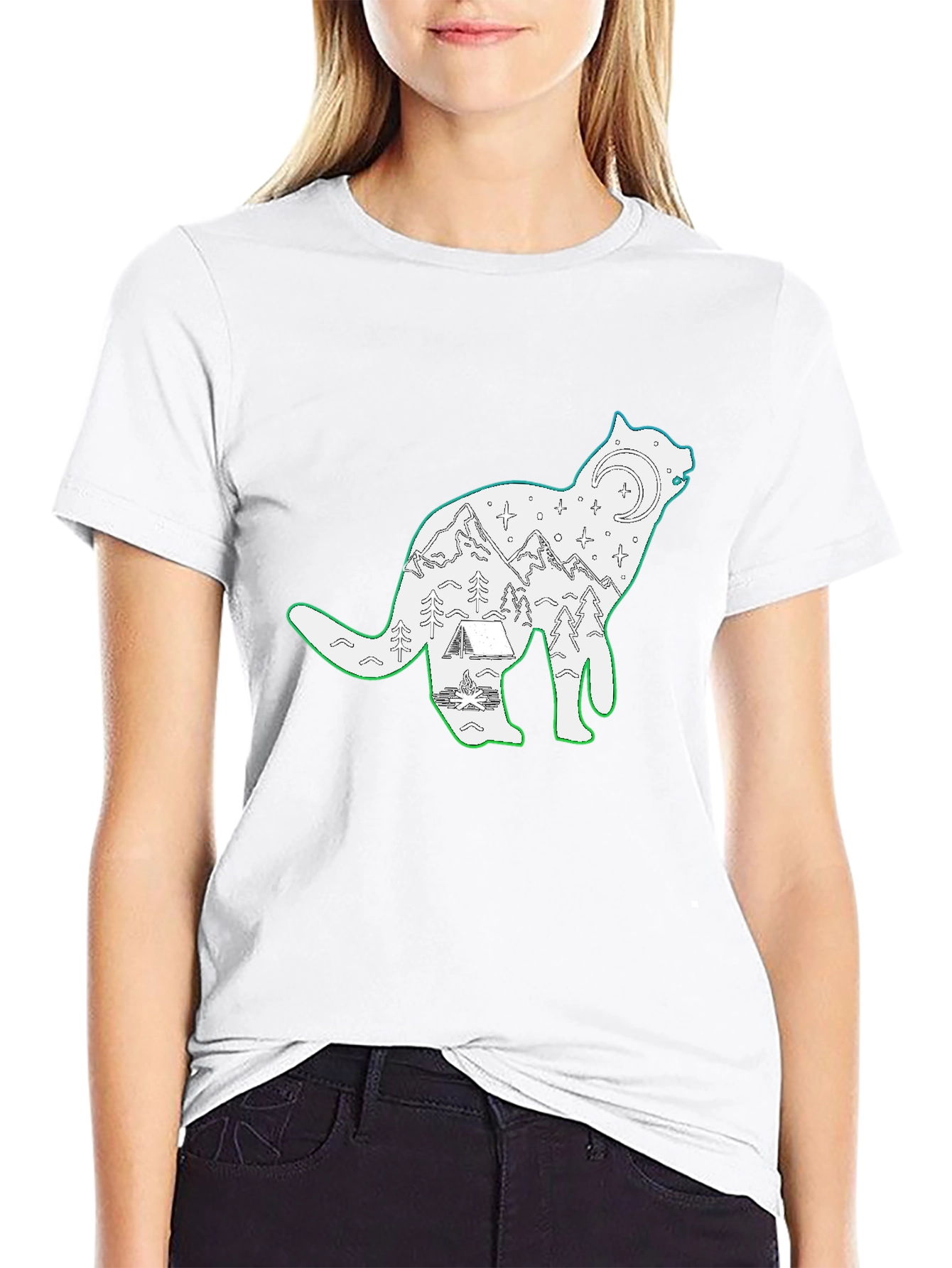 Wolf Scene Graphic Black T-Shirt