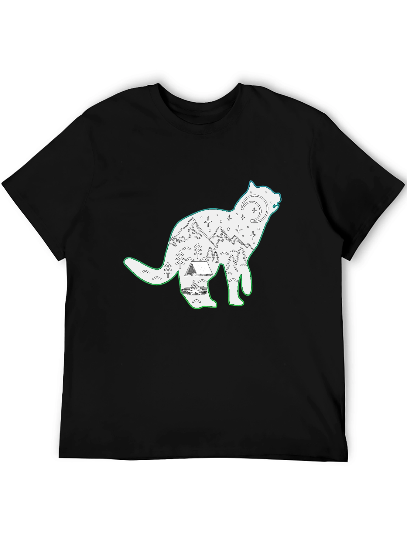 Wolf Scene Graphic Black T-Shirt