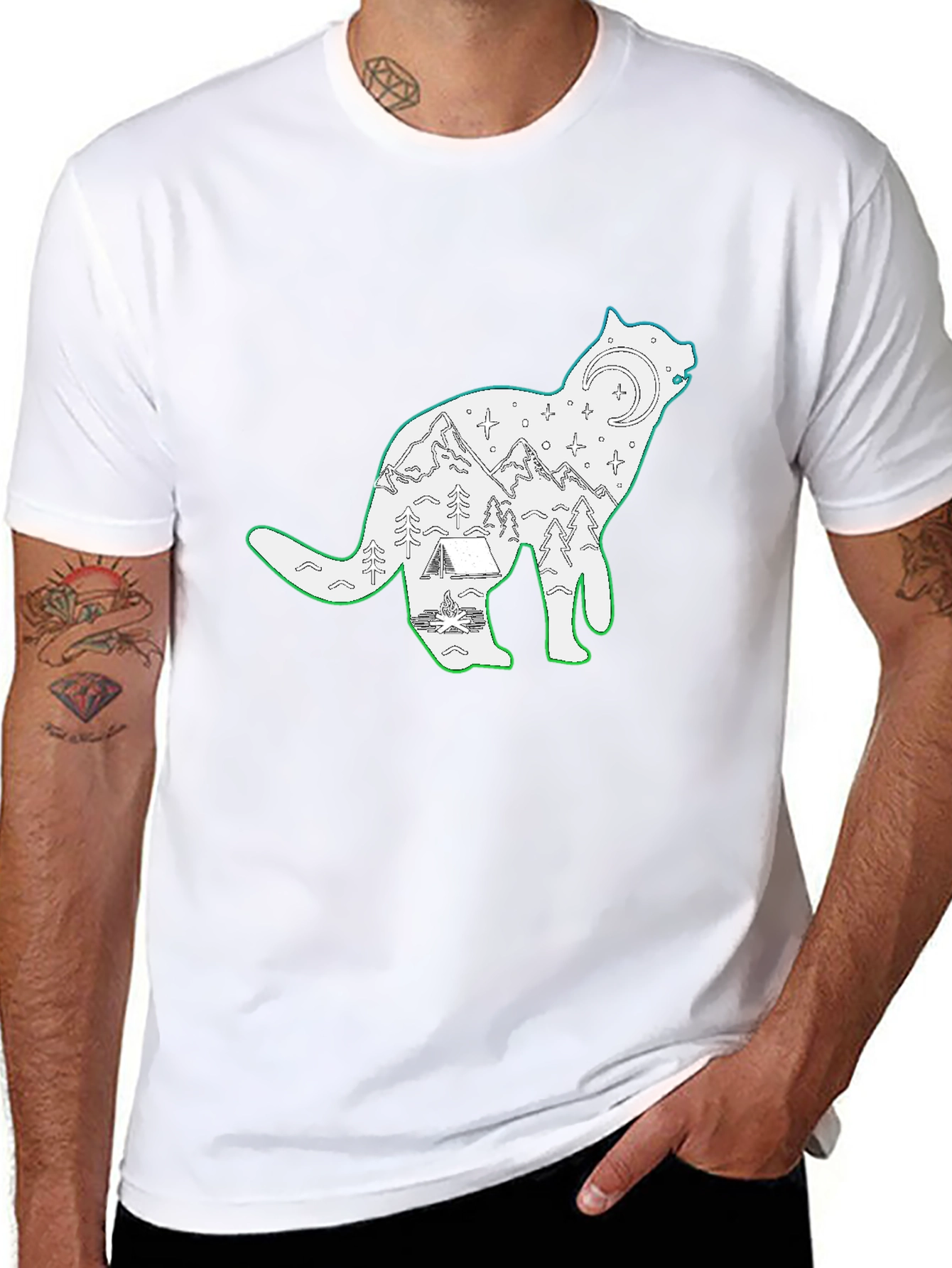 Wolf Scene Graphic Black T-Shirt