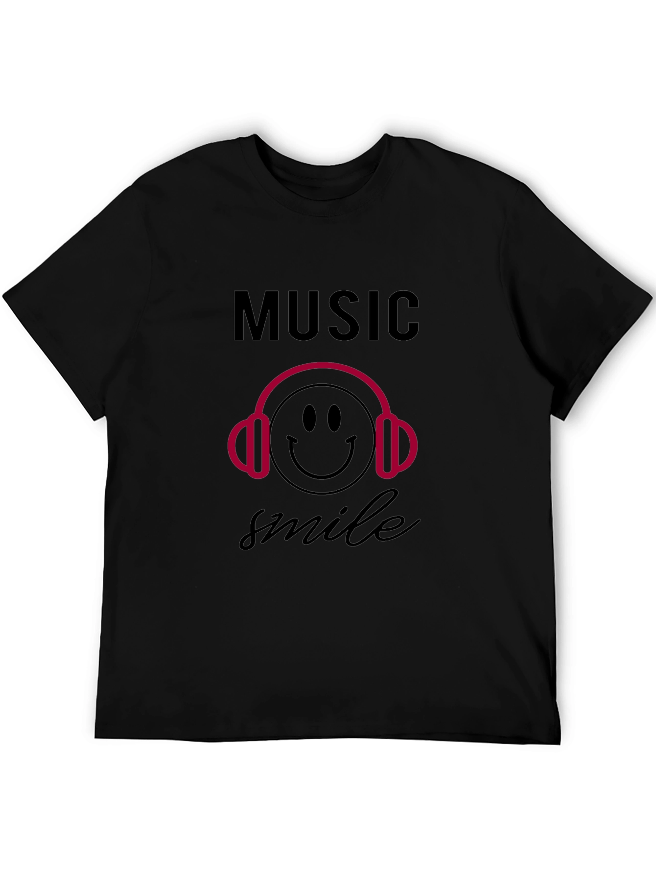 Music Smile Graphic Black T-Shirt