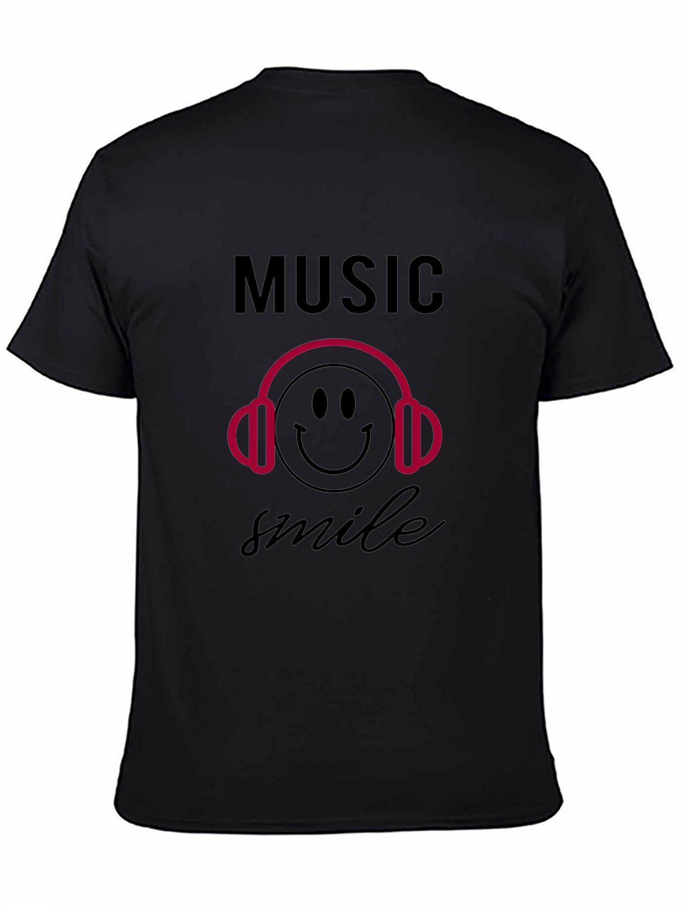 Music Smile Graphic Black T-Shirt
