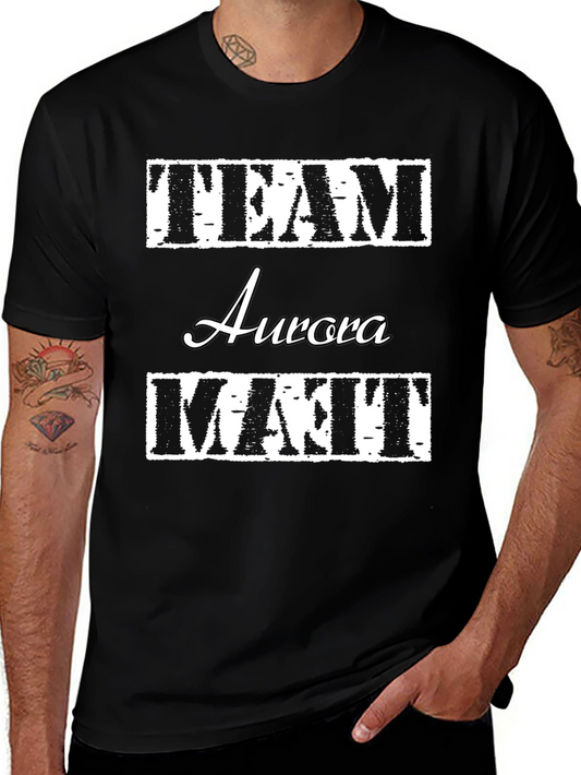 Team Aurora Matt T-Shirt Black Crew Neck Cotton