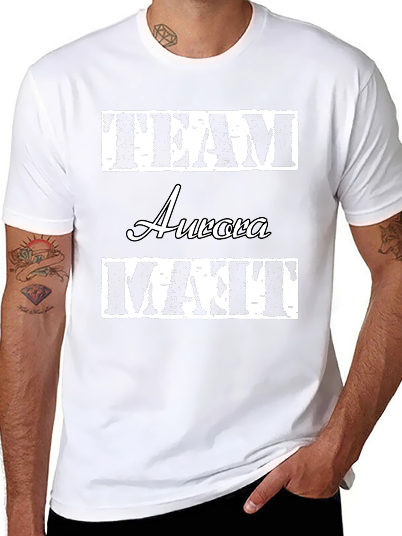 Team Aurora Matt T-Shirt Black Crew Neck Cotton