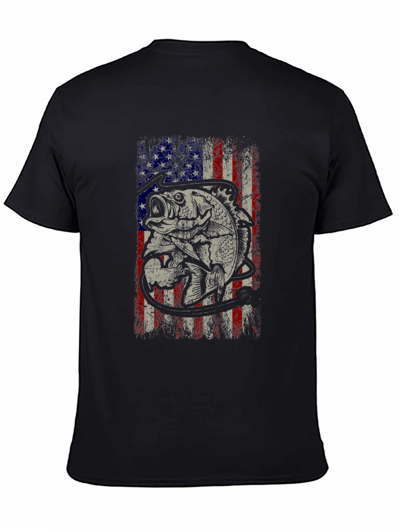 Bass Fish American Flag Graphic Tee