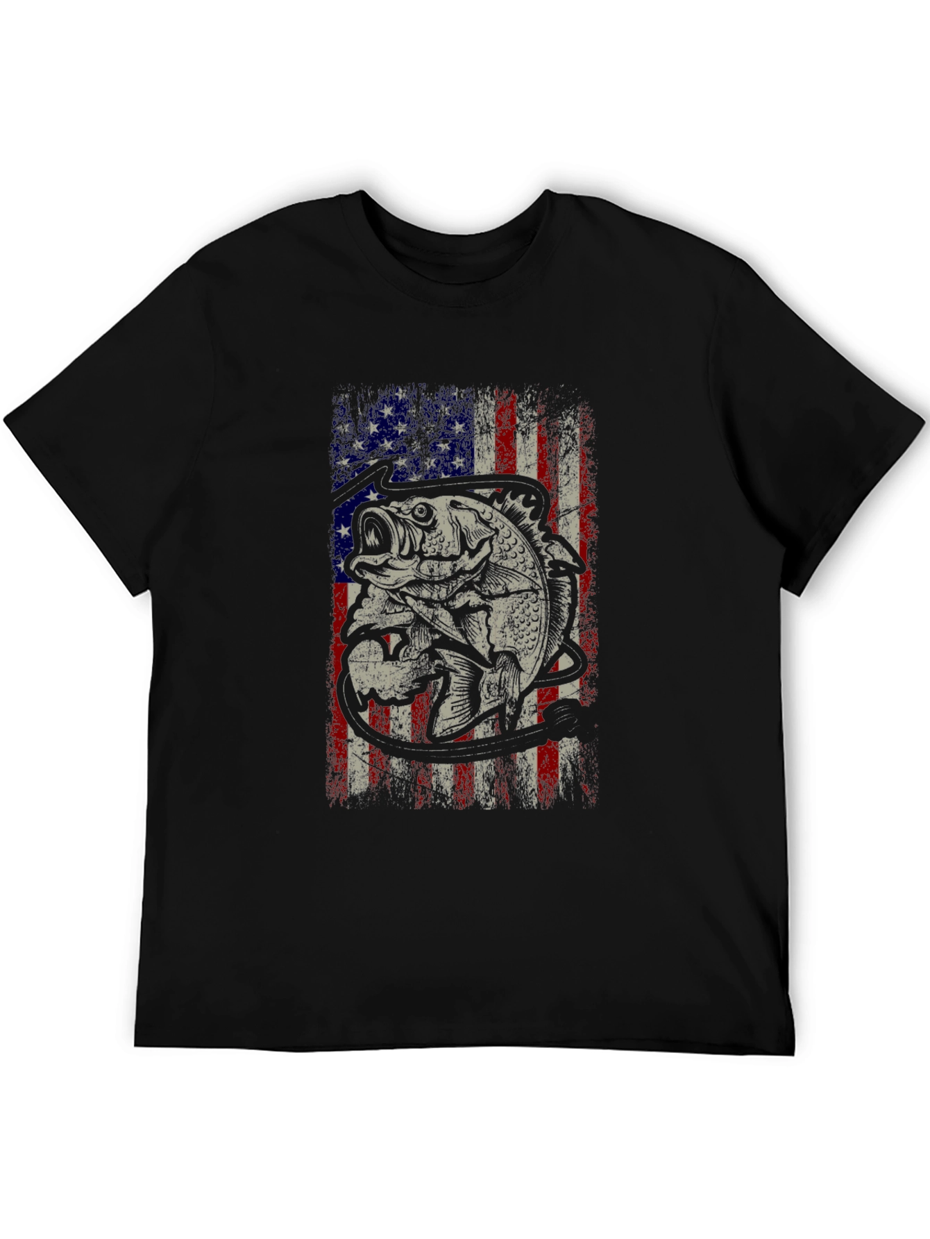 Bass Fish American Flag Graphic Tee