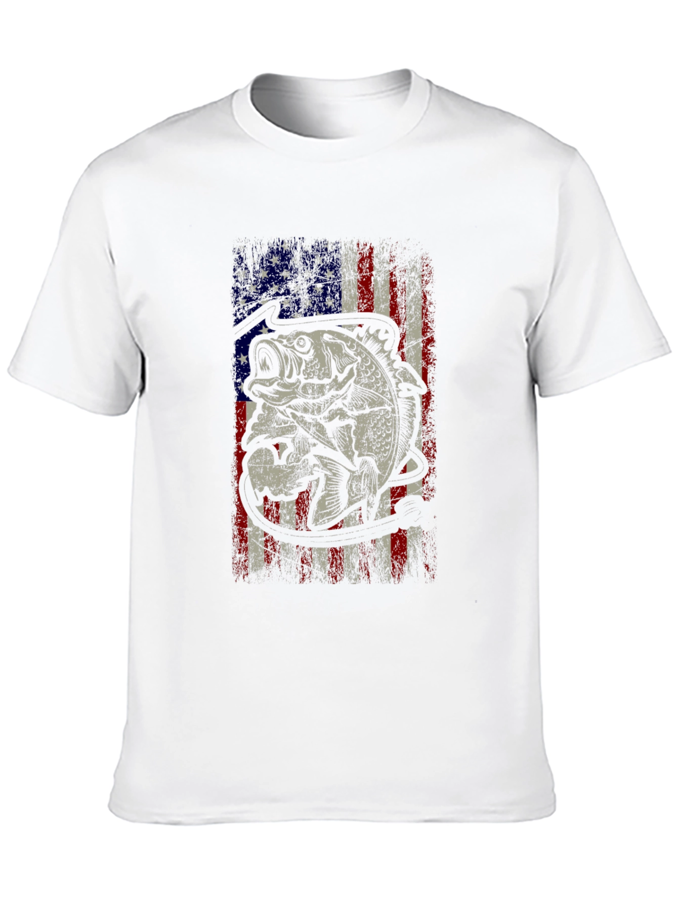 Bass Fish American Flag Graphic Tee