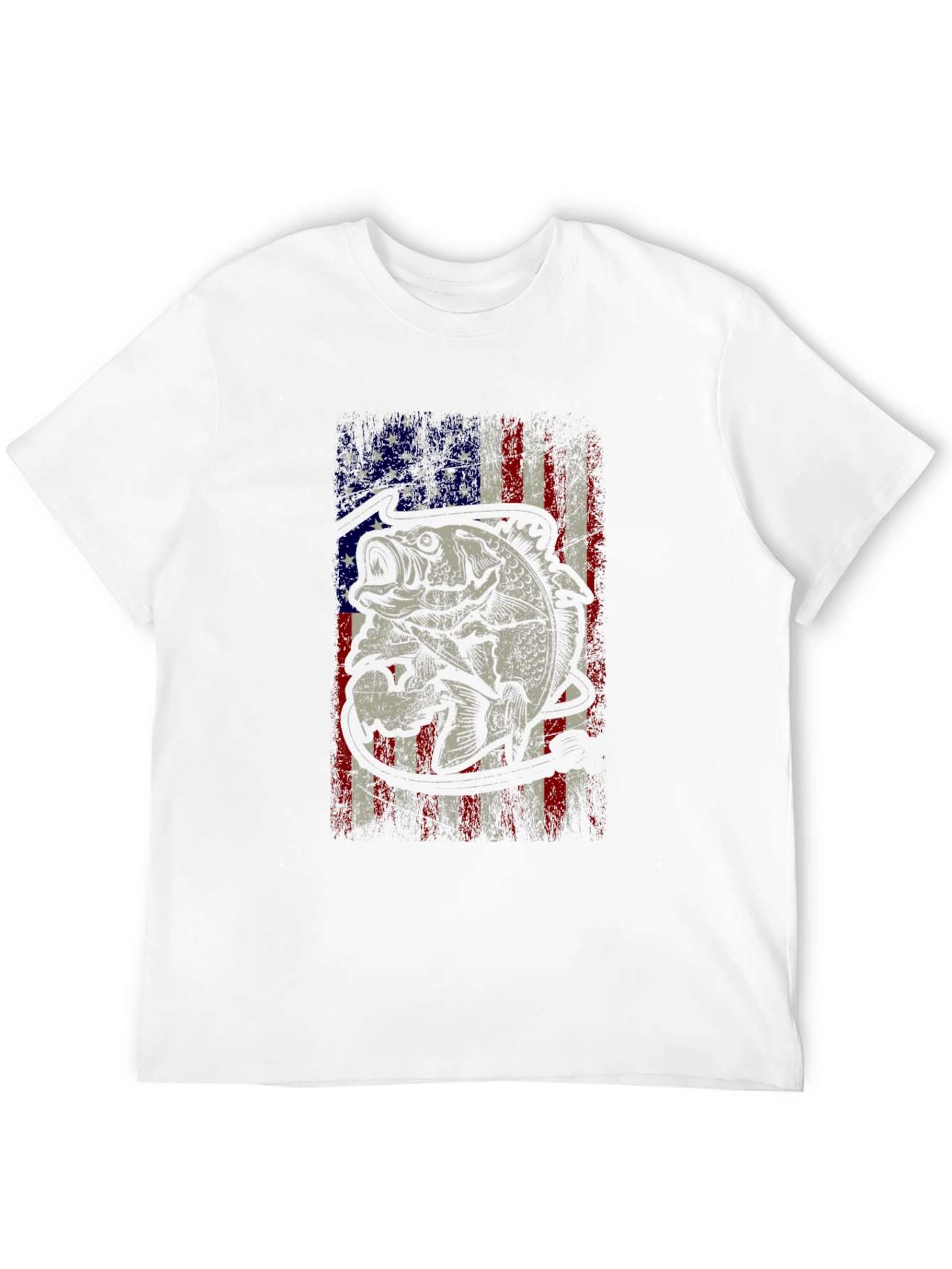 Bass Fish American Flag Graphic Tee