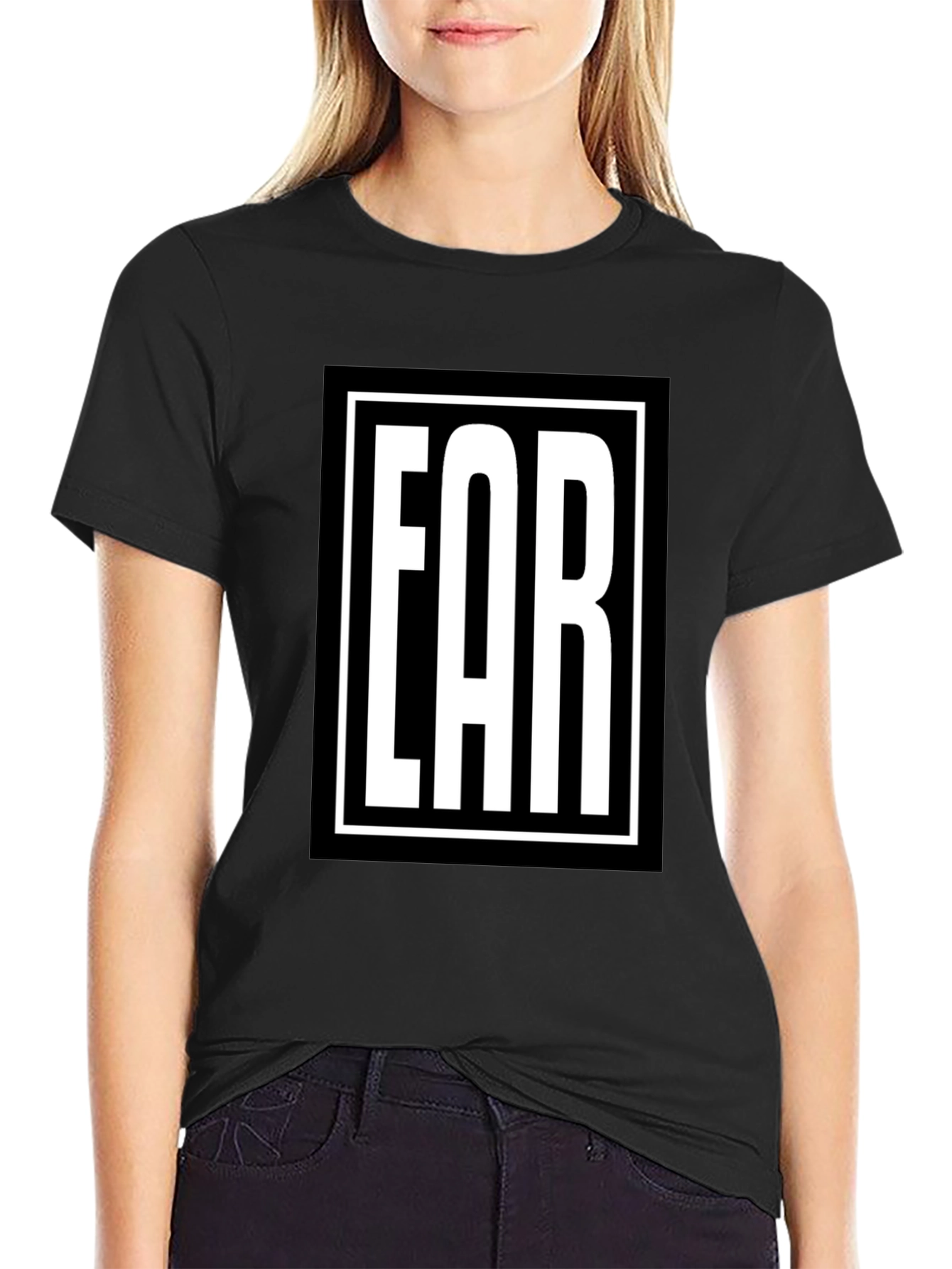 Bold Graphic Tee - FAR Print Black Cotton T-Shirt