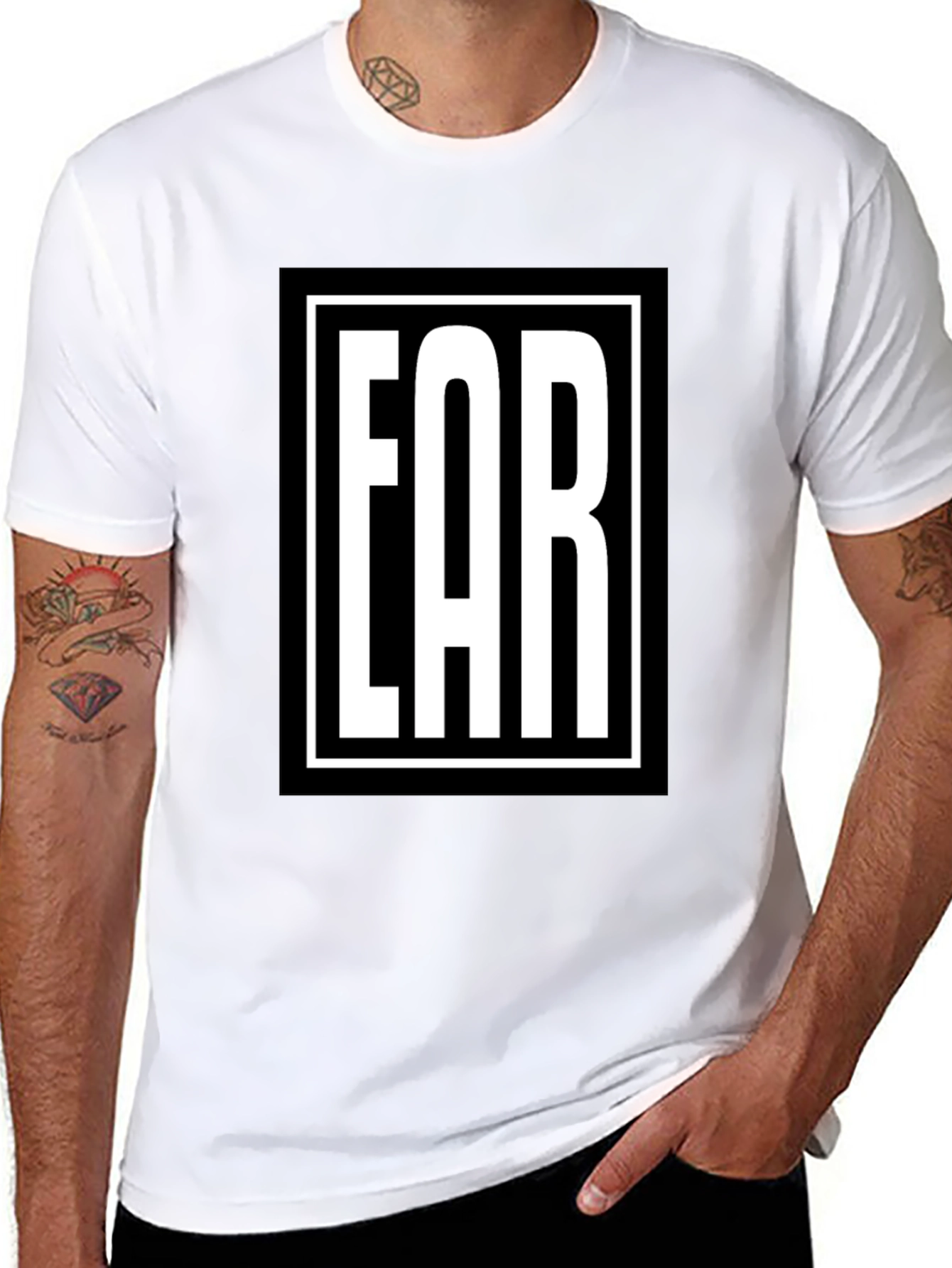 Bold Graphic Tee - FAR Print Black Cotton T-Shirt