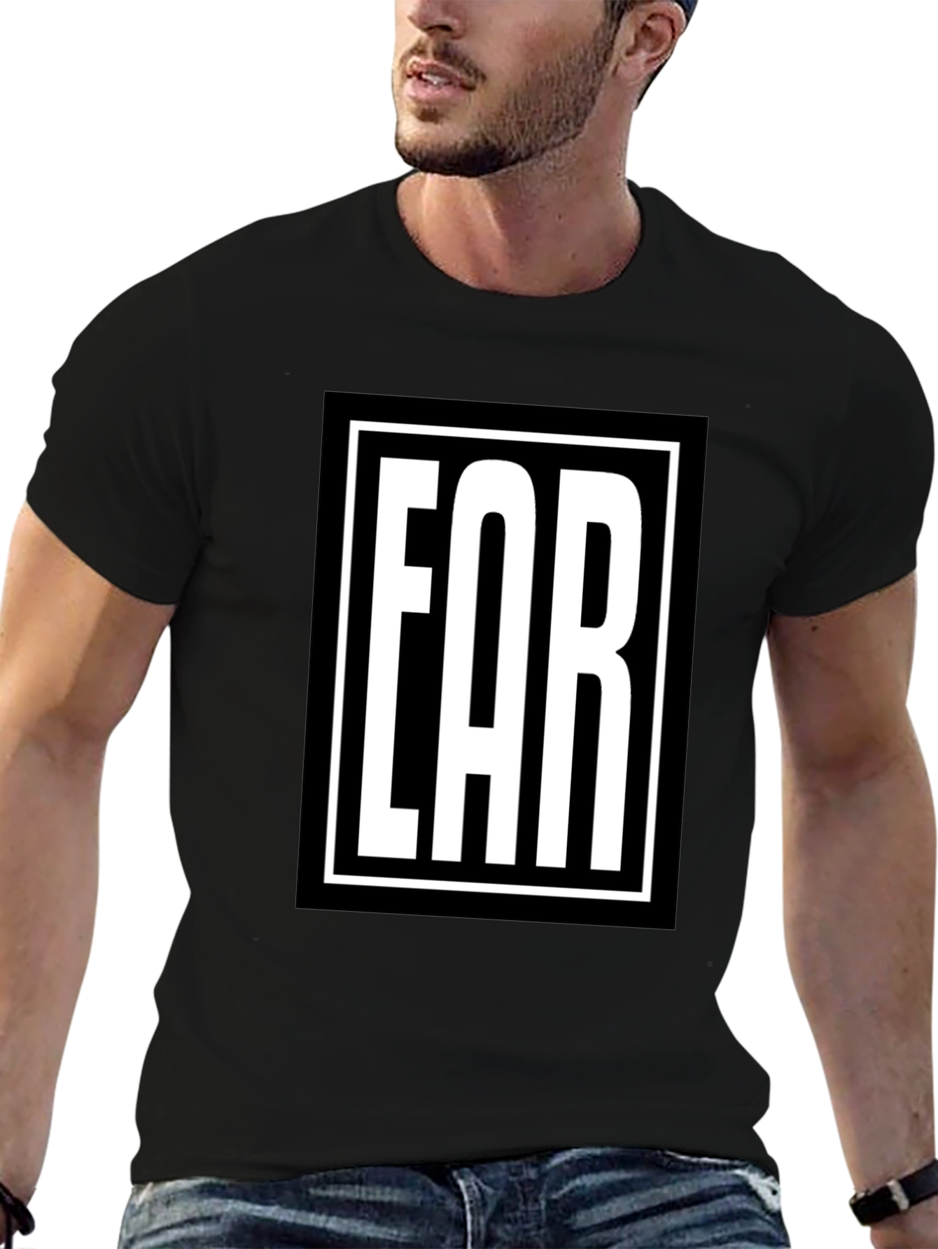 Bold Graphic Tee - FAR Print Black Cotton T-Shirt