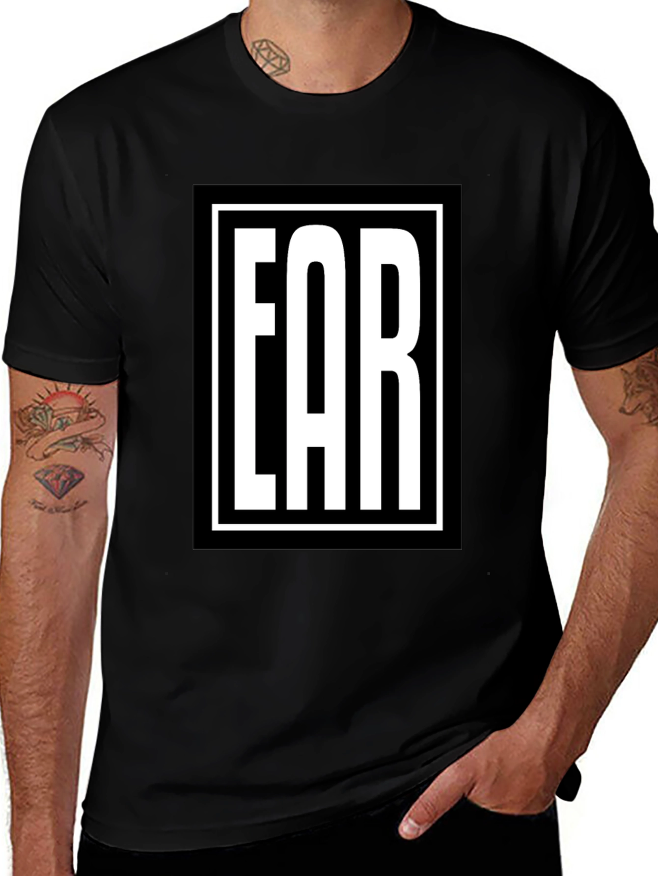 Bold Graphic Tee - FAR Print Black Cotton T-Shirt