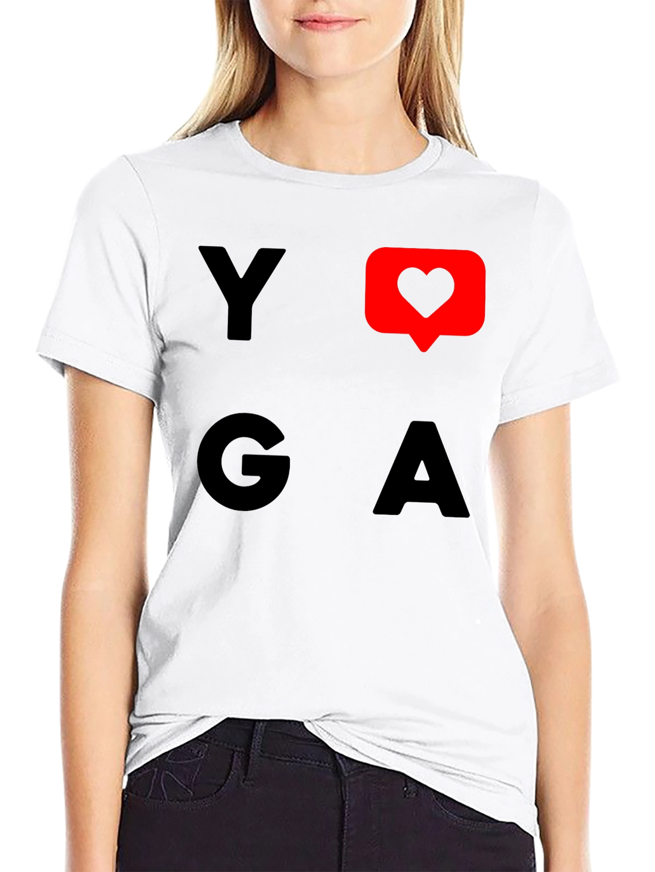 Yoga Heart Graphic Tee - Black Cotton T-Shirt