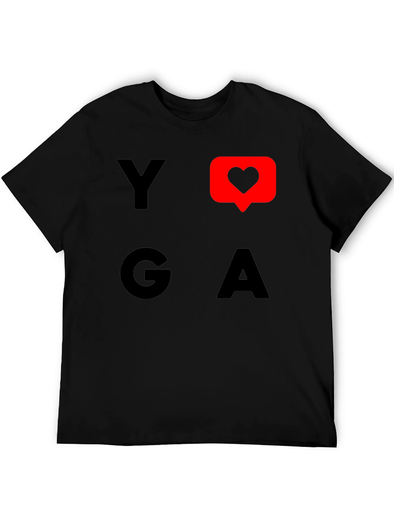 Yoga Heart Graphic Tee - Black Cotton T-Shirt