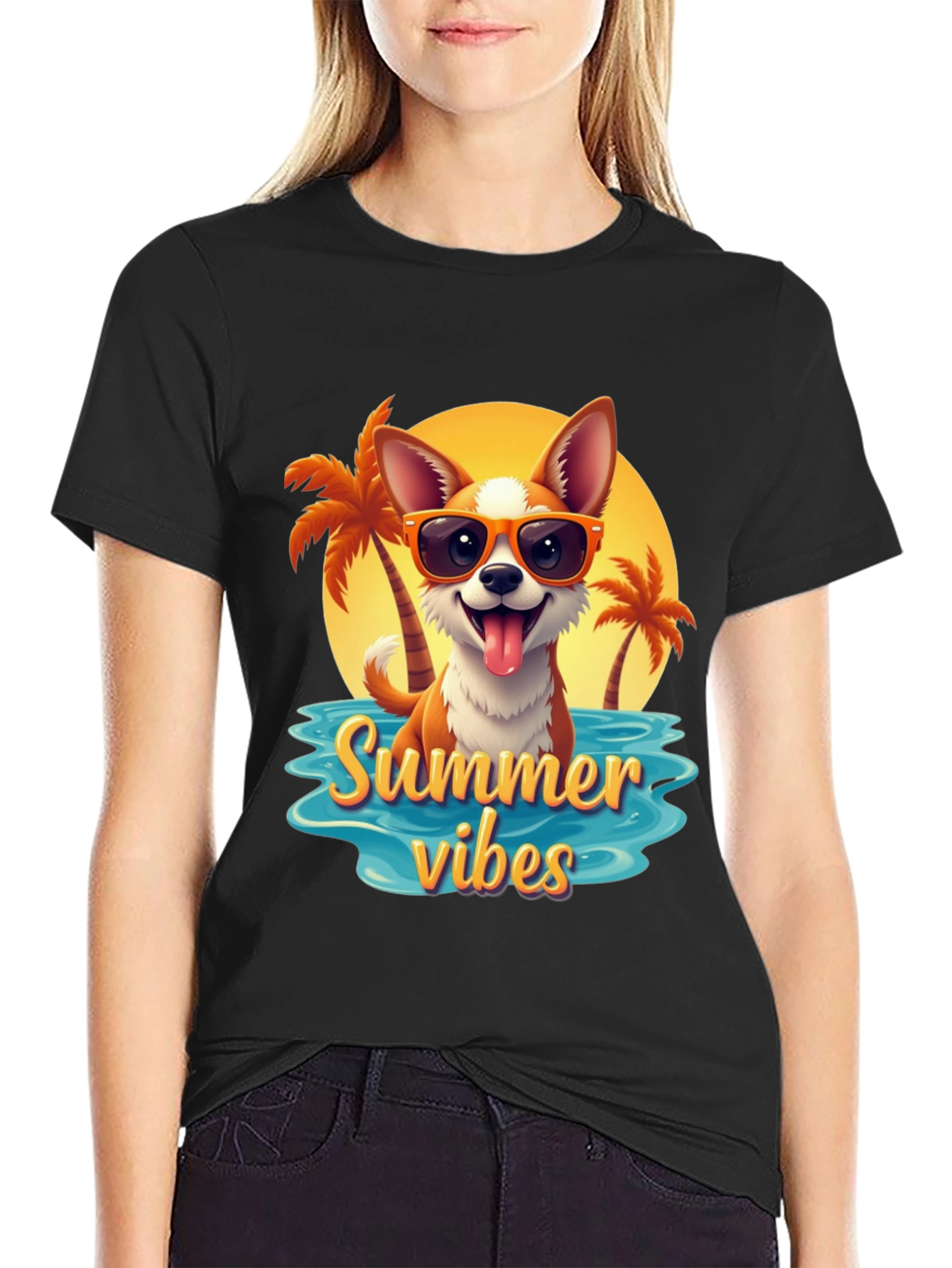 Summer Vibes Dog Graphic T-Shirt