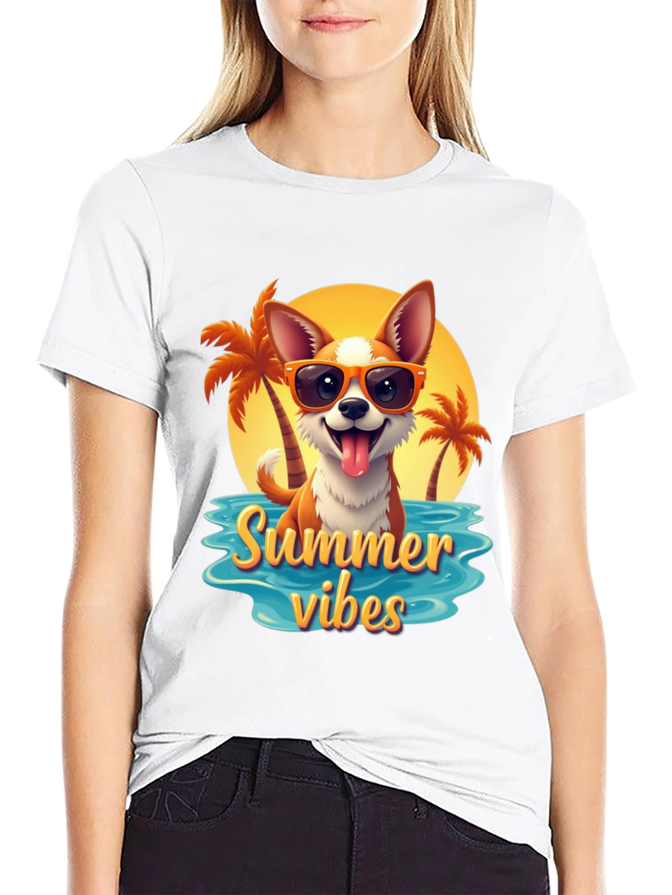 Summer Vibes Dog Graphic T-Shirt