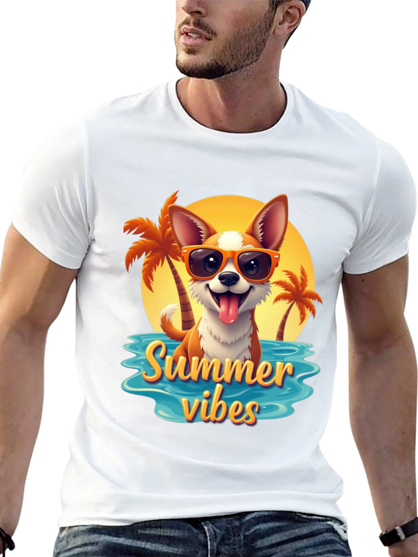 Summer Vibes Dog Graphic T-Shirt