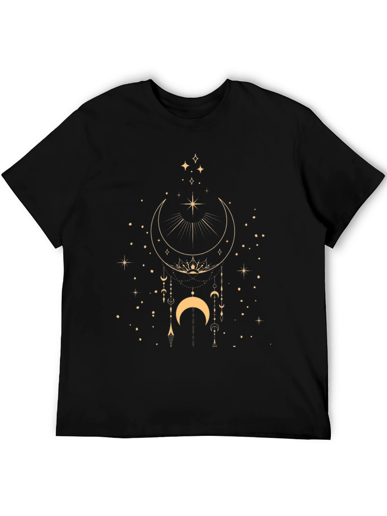 Celestial Moon & Stars Graphic Black T-Shirt