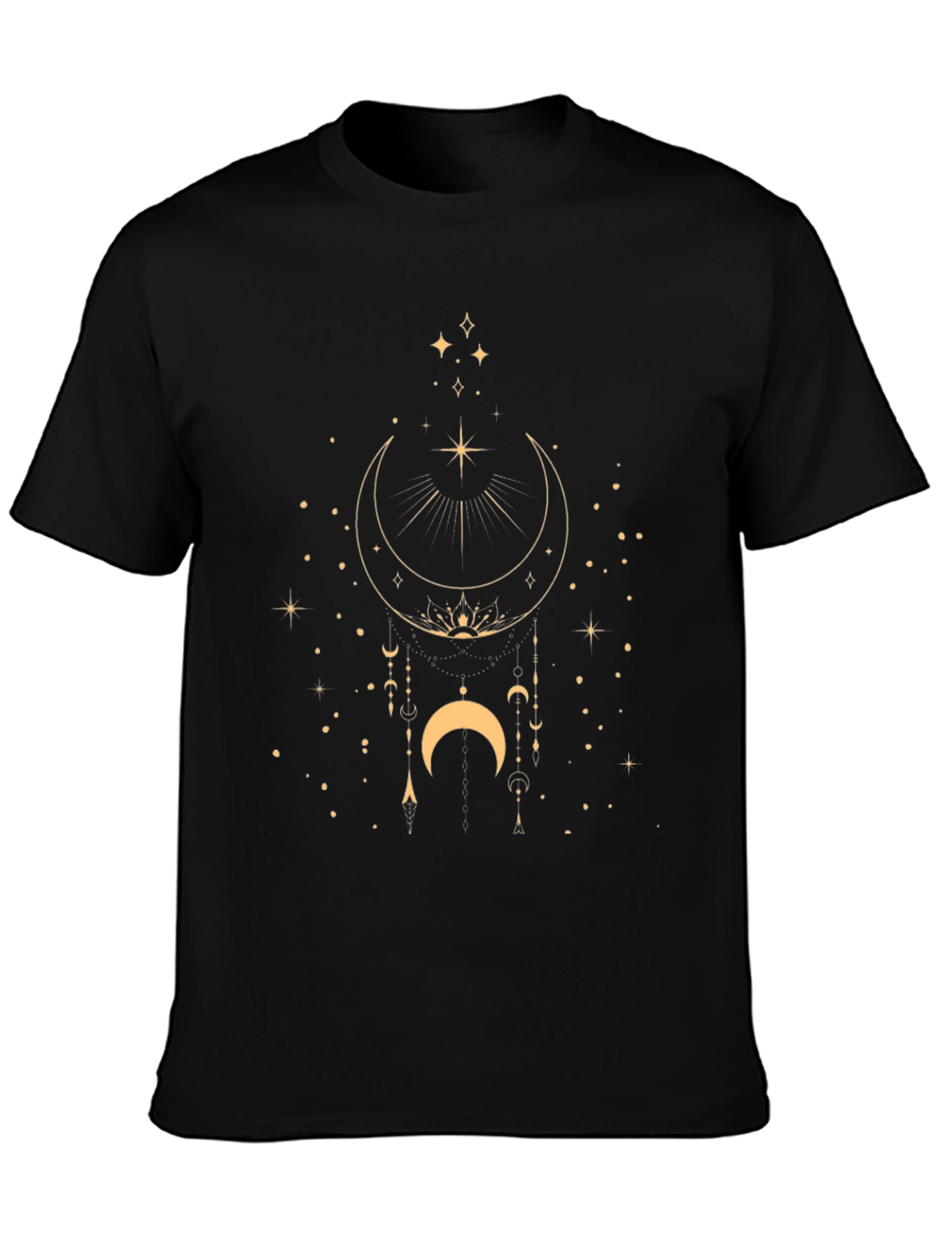 Celestial Moon & Stars Graphic Black T-Shirt